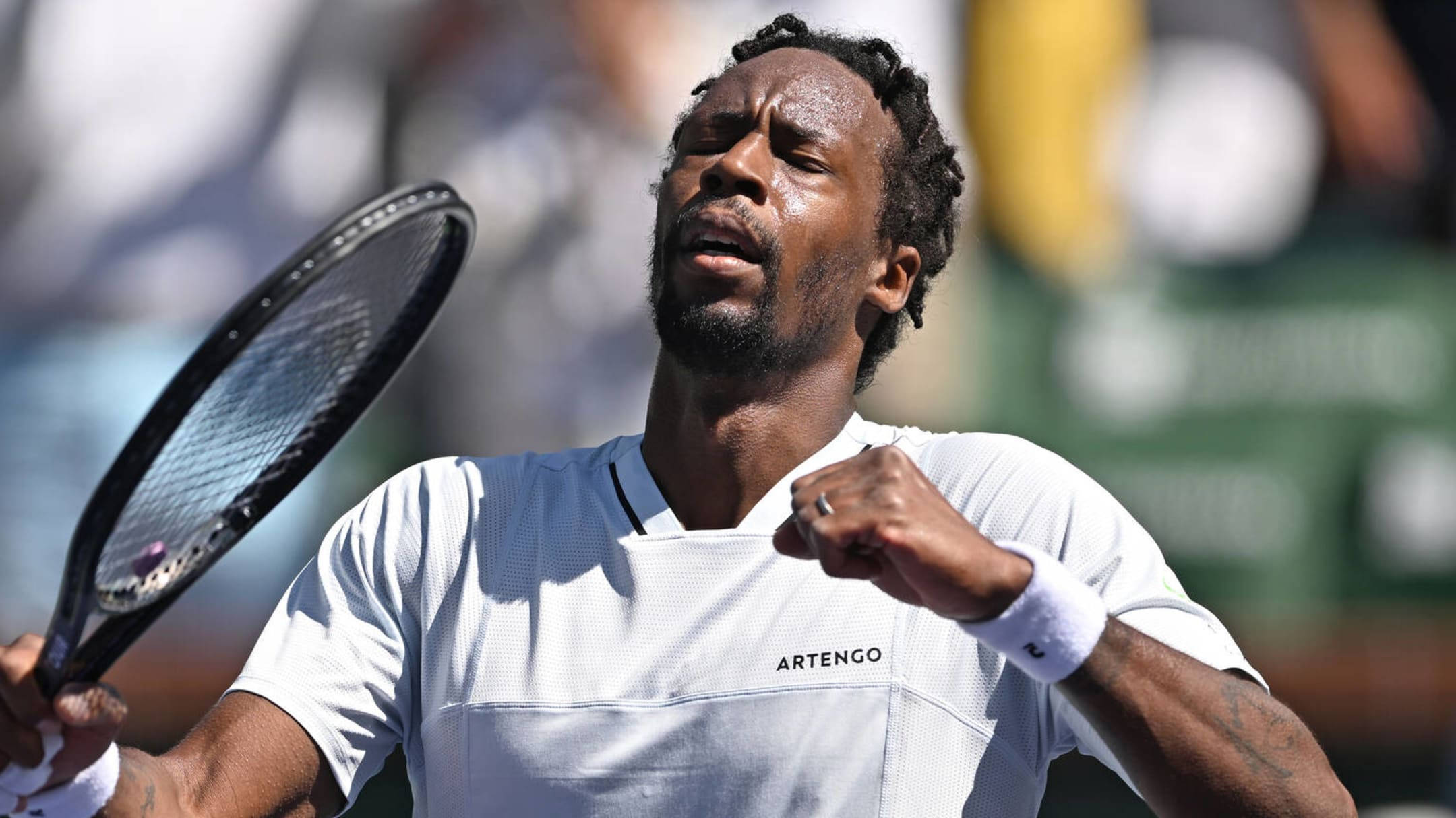 Gael Monfils, white shirt, tennis player, Full HD Desktop Wallpaper