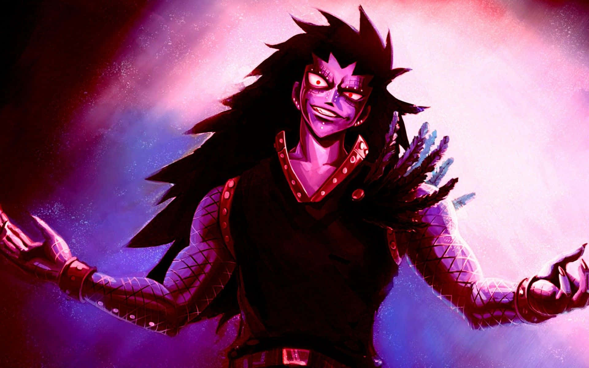 Gajeel Redfox, spiky black hair, glowing red eyes, Full HD Desktop Wallpaper