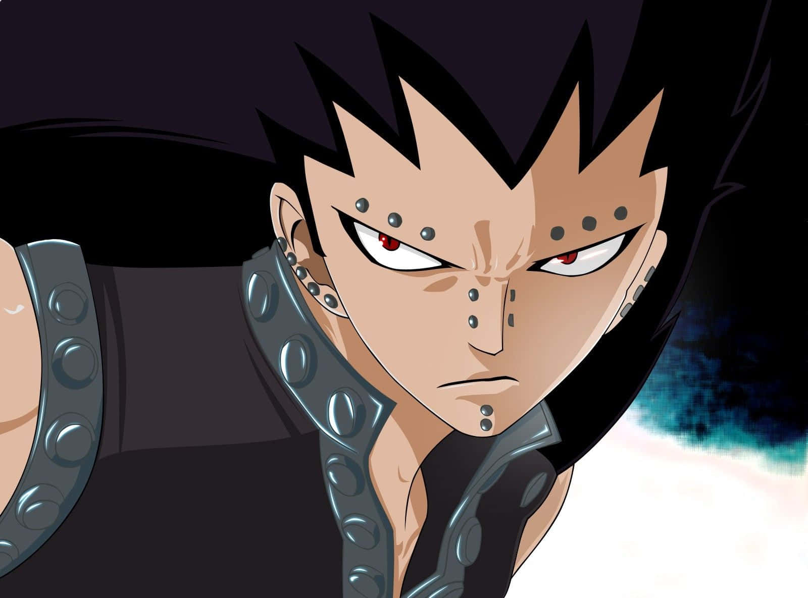 Gajeel Redfox, spiky black hair, red eyes, HD Desktop Wallpaper