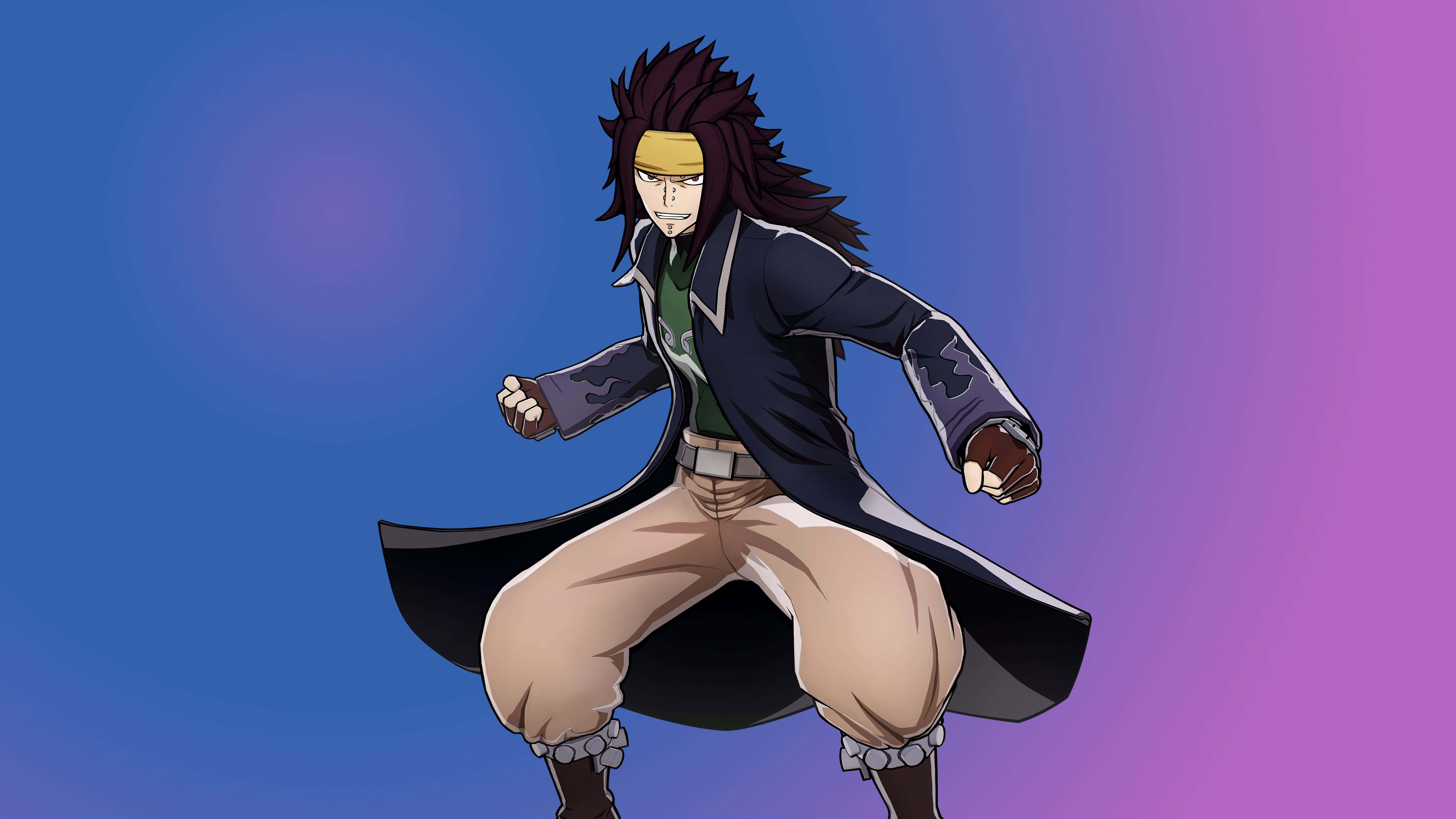 Gajeel Redfox, spiky dark hair, yellow headband, 8K Desktop Wallpaper