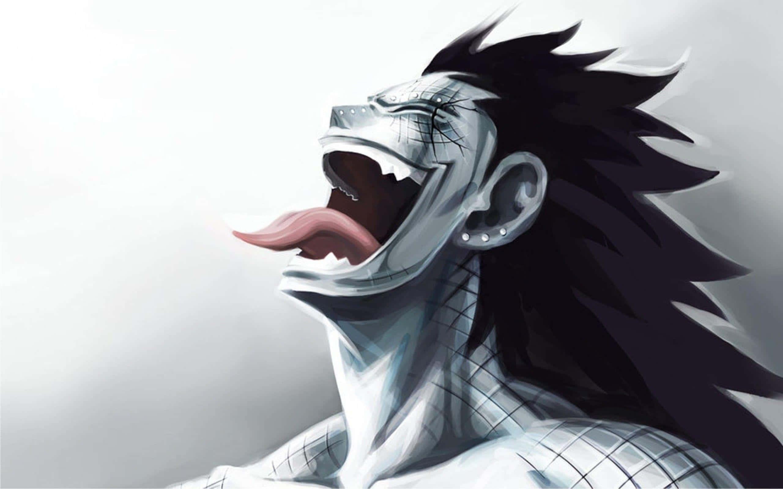 Gajeel Redfox, spiky black hair, wide open mouth, 2K Desktop Wallpaper
