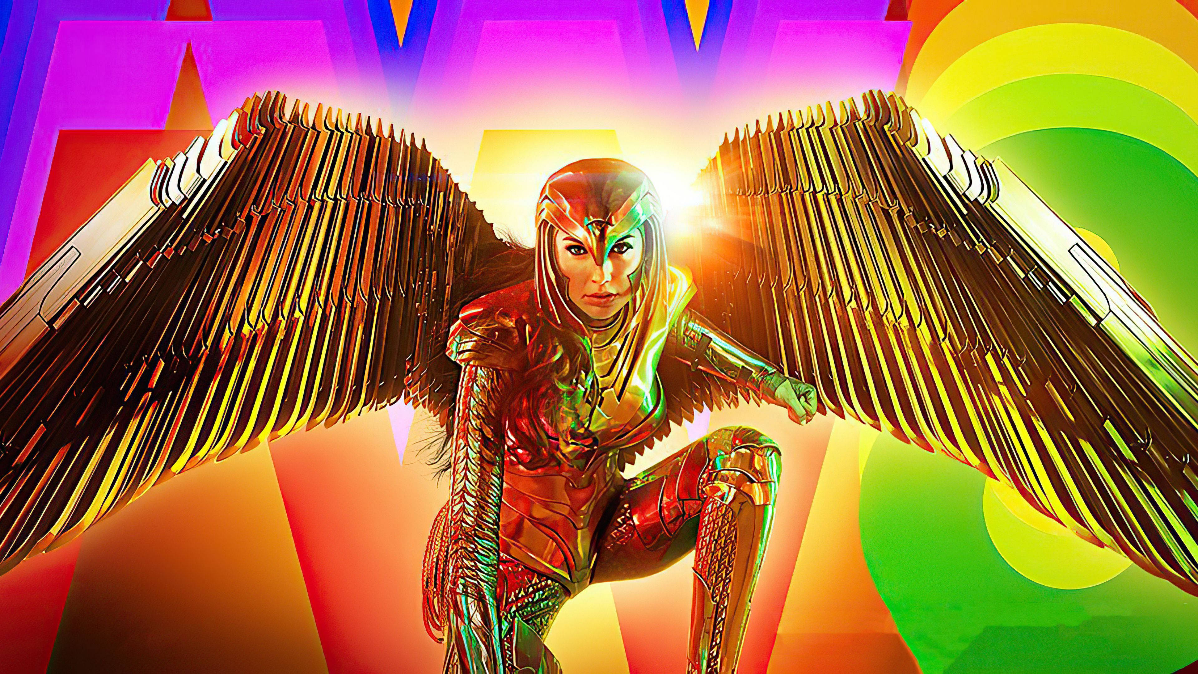 Gal Gadot, golden eagle, metallic wings, 4K Desktop Wallpaper