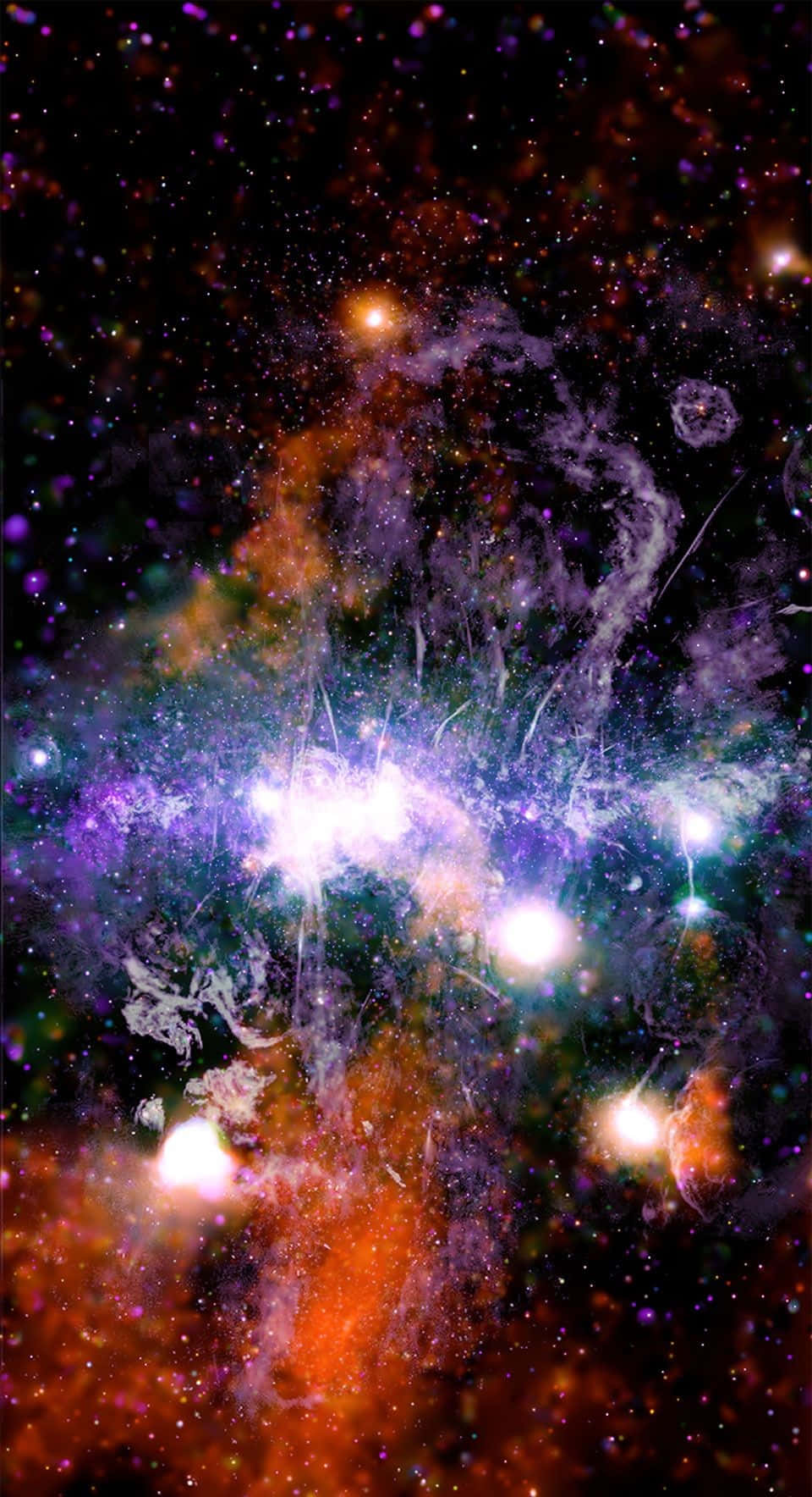 Galactic Center, purple, orange, HD Phone Wallpaper
