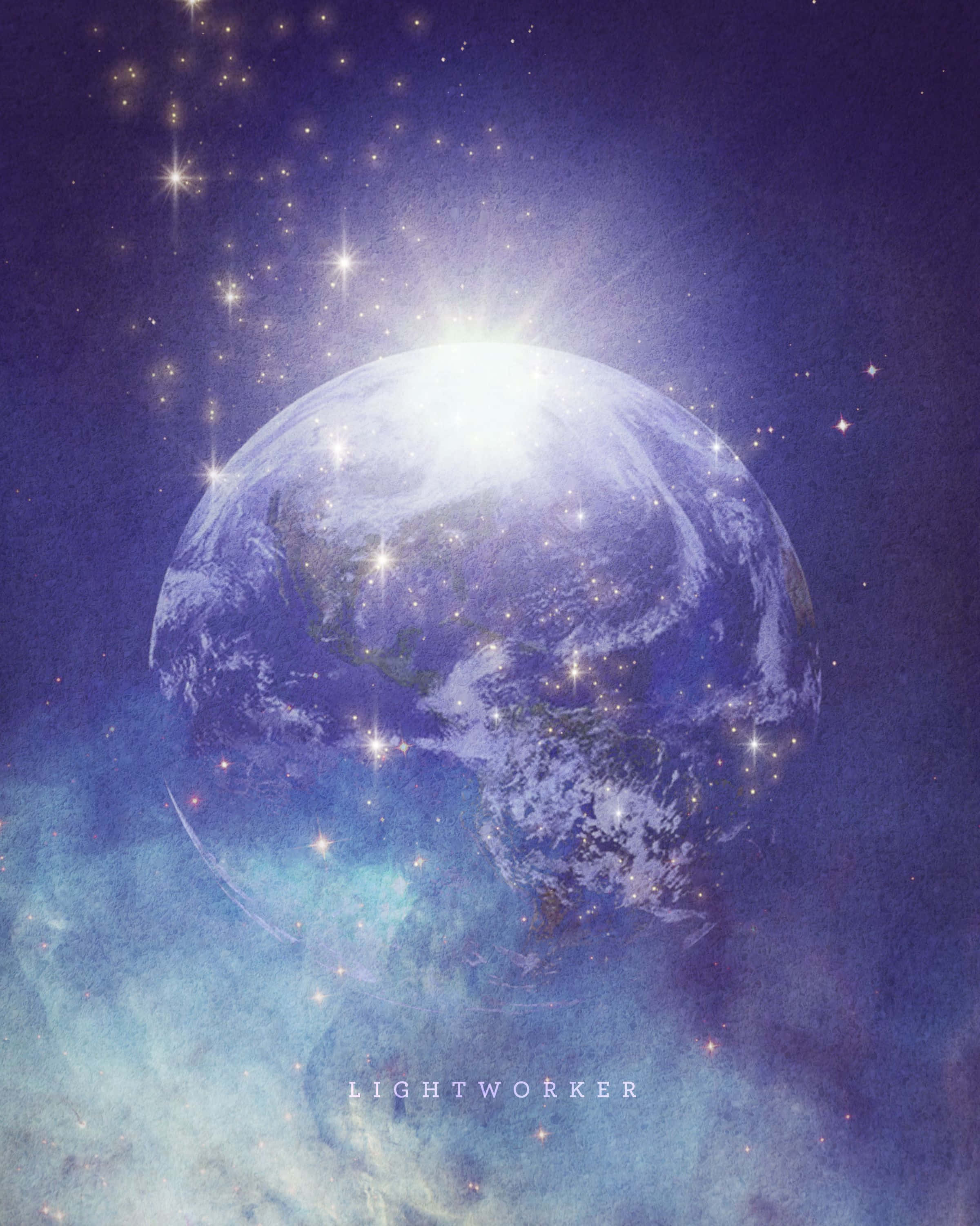 Galactic Center, Earth, glowing blue planet, 2K Phone Wallpaper