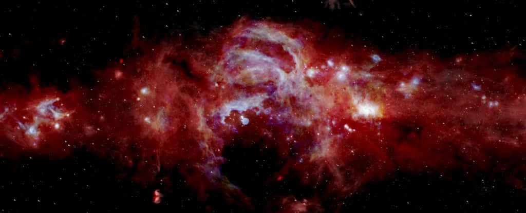 Galactic Center, cosmic nebula, fiery reds, SD Desktop Wallpaper
