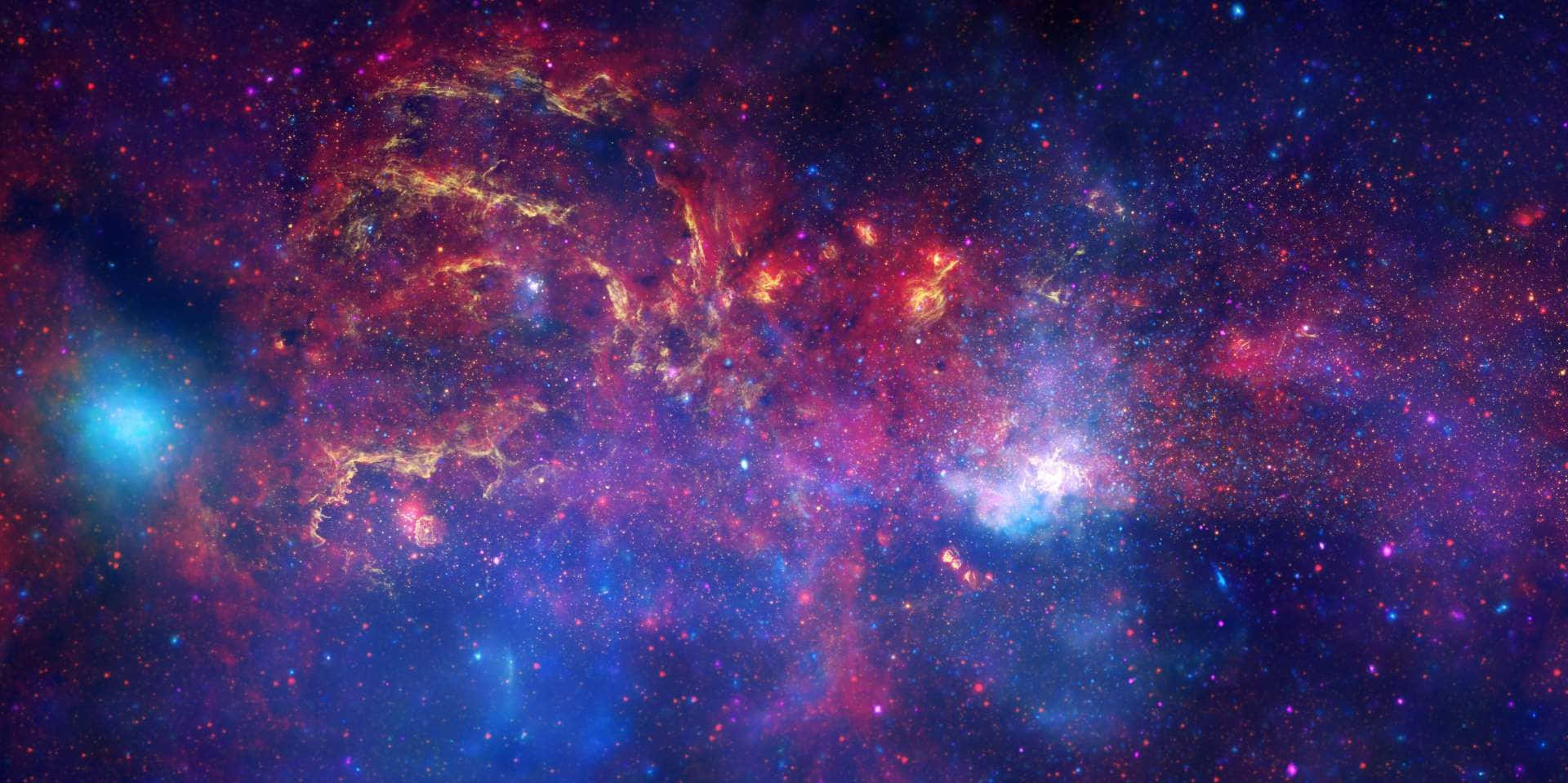 Galactic Center, cosmic nebula, fiery reds, Full HD Desktop Wallpaper