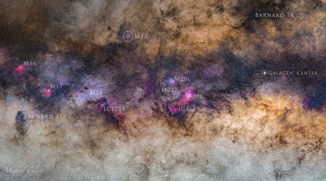 Galactic Center, nebulae, star clusters, SD Desktop Wallpaper