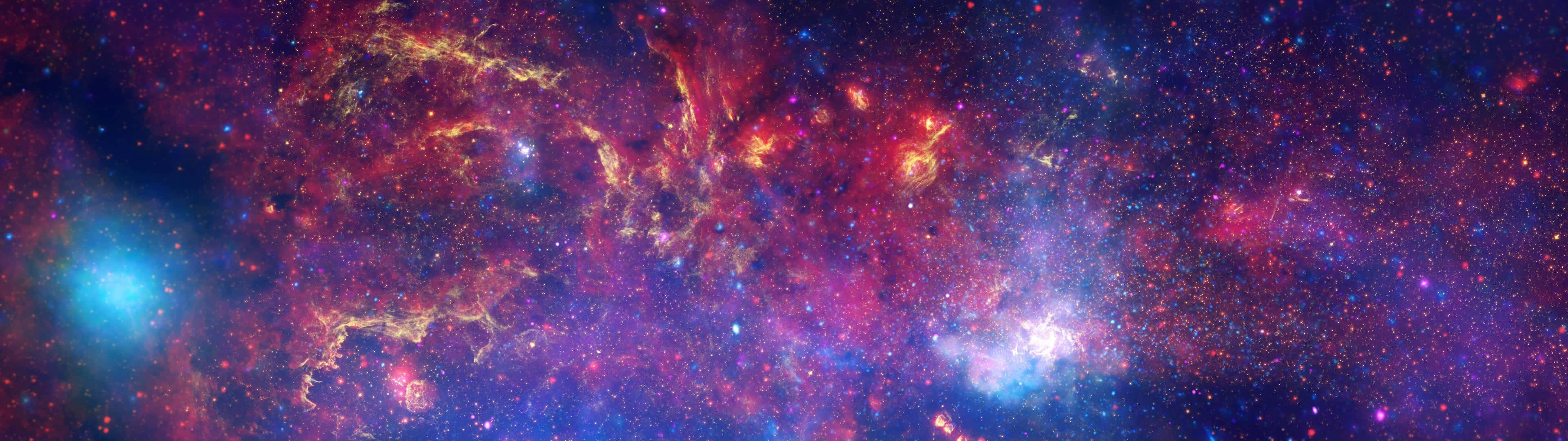 cosmic nebula, fiery reds purples and blues, starfield, 4K Desktop Wallpaper