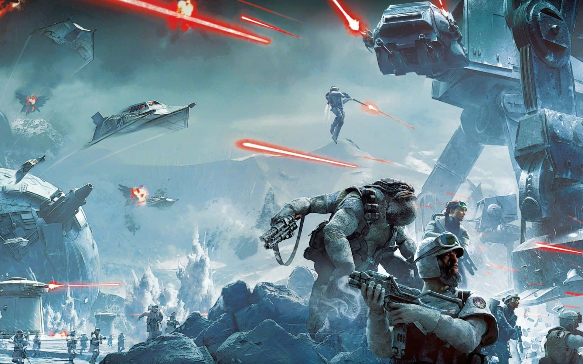 Galactic Empire, soldiers, giant walkers, Full HD Desktop Wallpaper