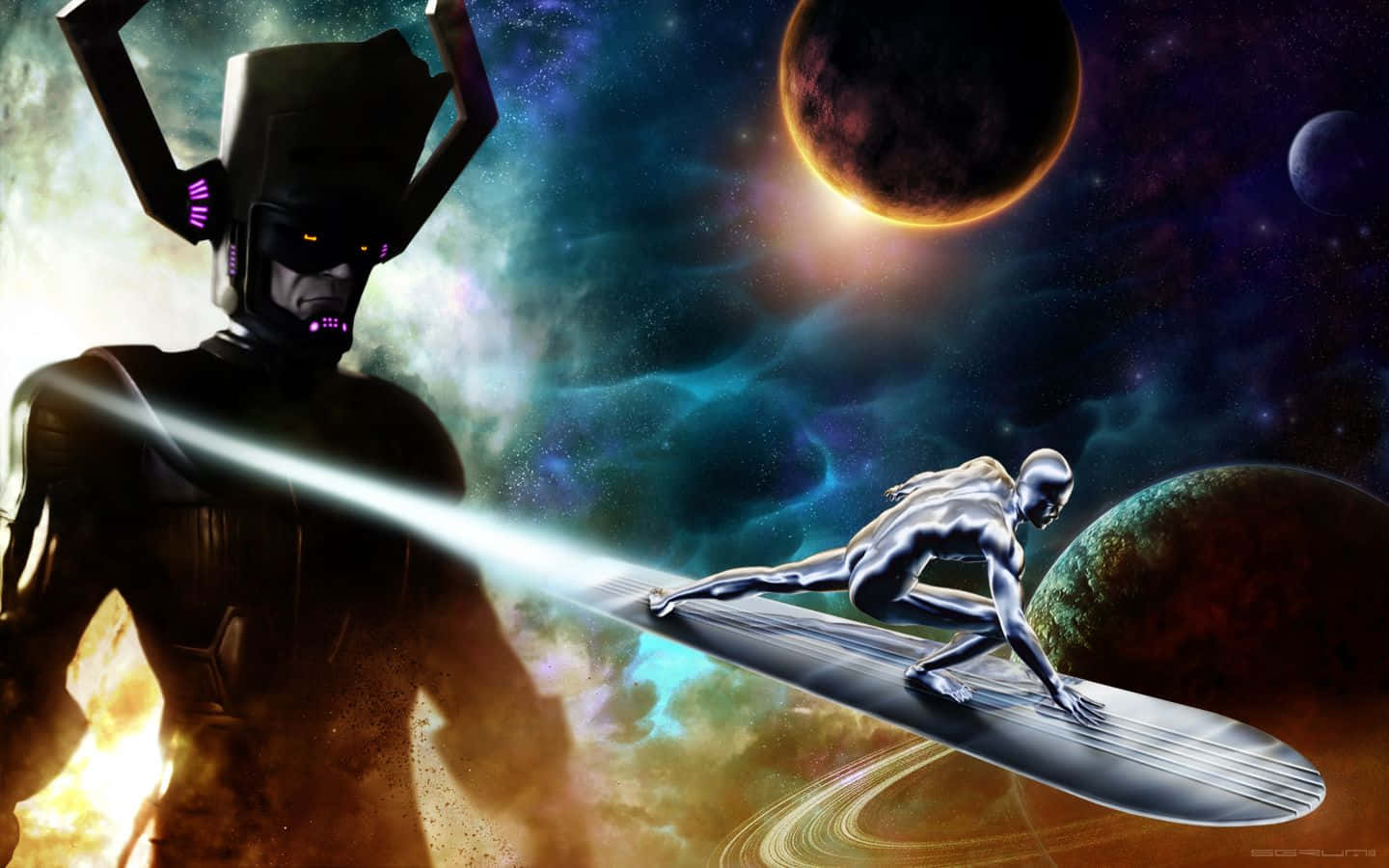 Galactus, silver-suited, cosmic wave, HD Desktop Wallpaper