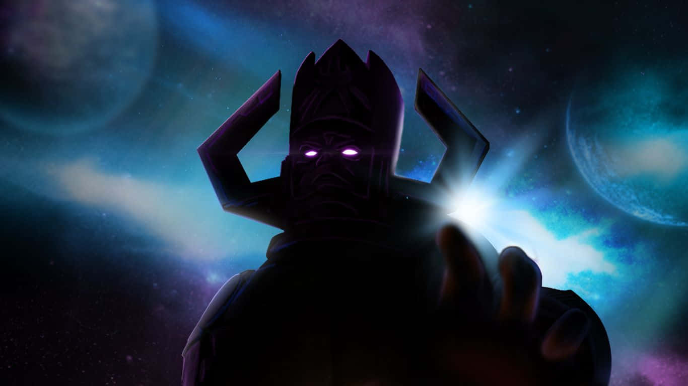Galactus, glowing purple eyes, cosmic backdrop, HD Desktop Wallpaper