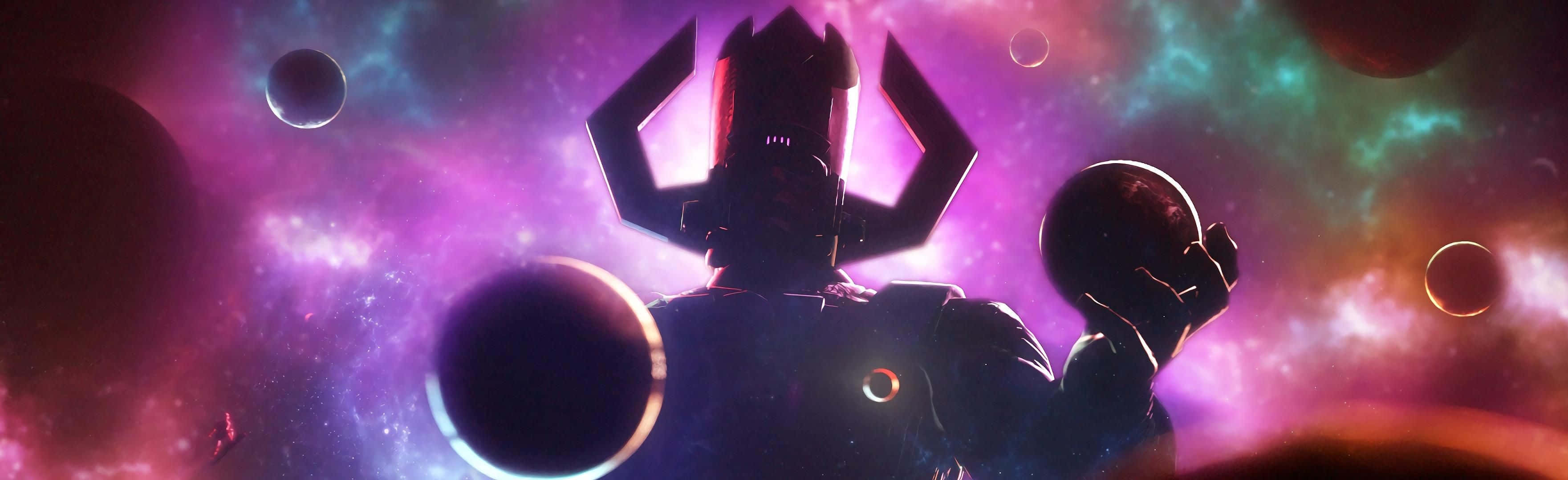Galactus, cosmic nebula, horned helmet, 2K Desktop Wallpaper