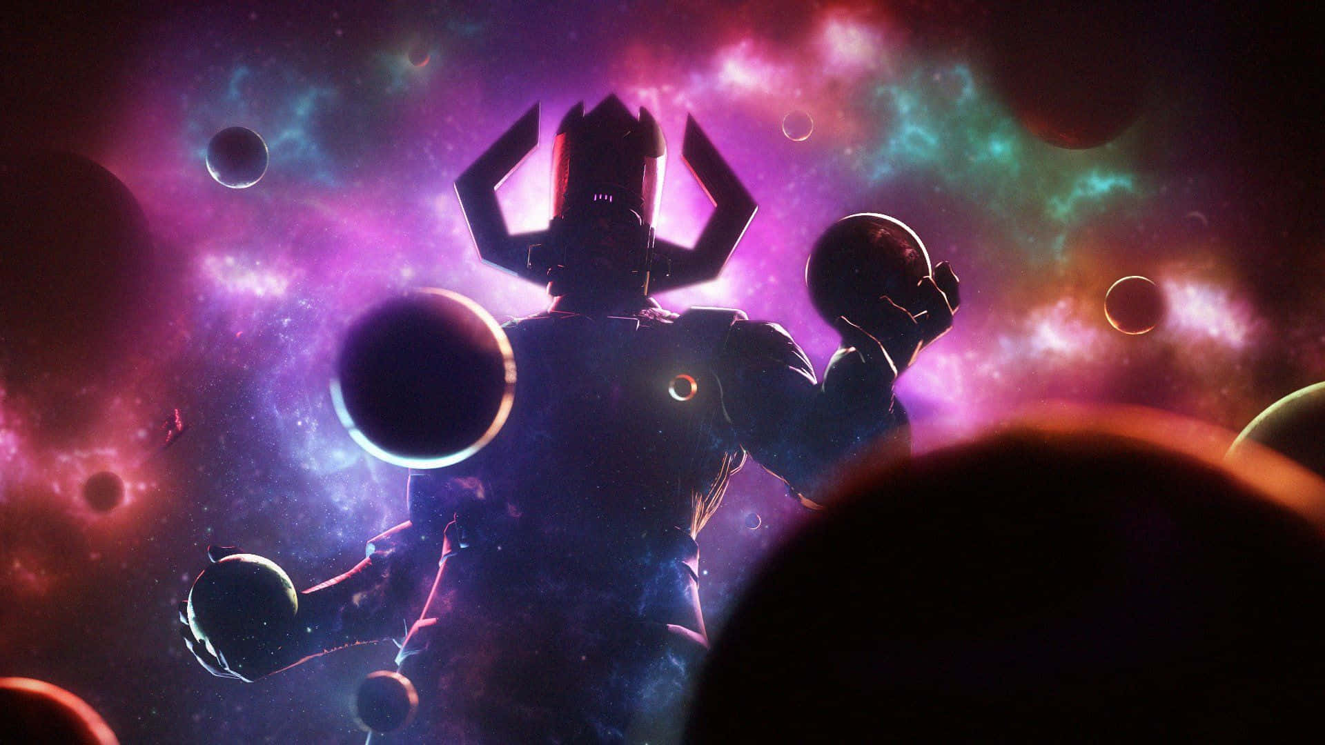 Galactus, horned helmet, vibrant nebula, Full HD Desktop Wallpaper