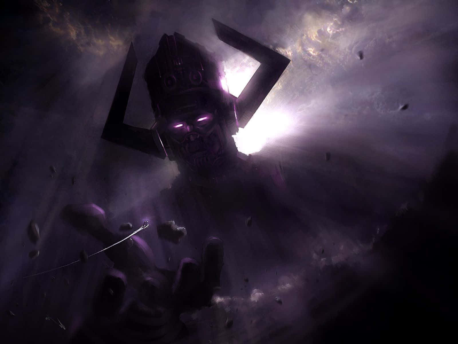 Galactus, glowing purple eyes, stormy void, HD Desktop Wallpaper