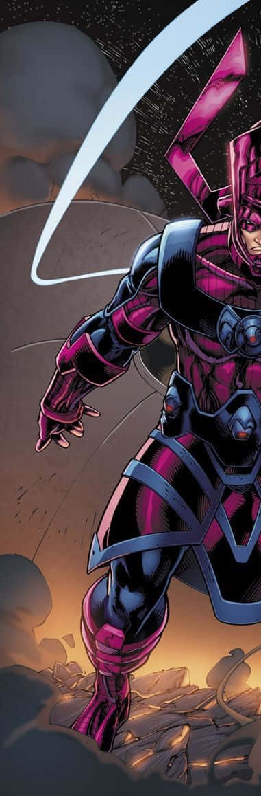 Galactus, purple and black armor, glowing energy blade, SD Phone Wallpaper