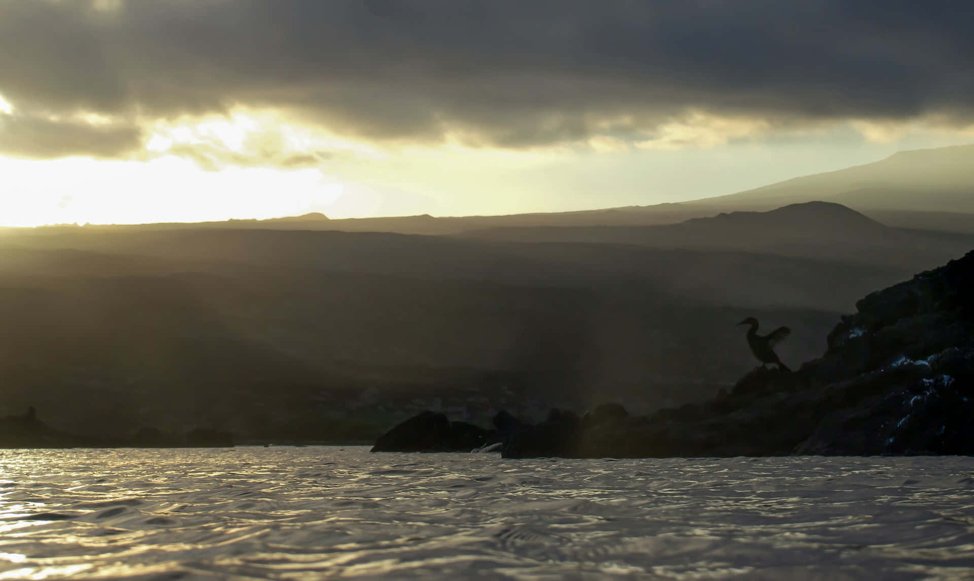 Galapagos Islands, sunset, rocky outcrop, Full HD Desktop Wallpaper