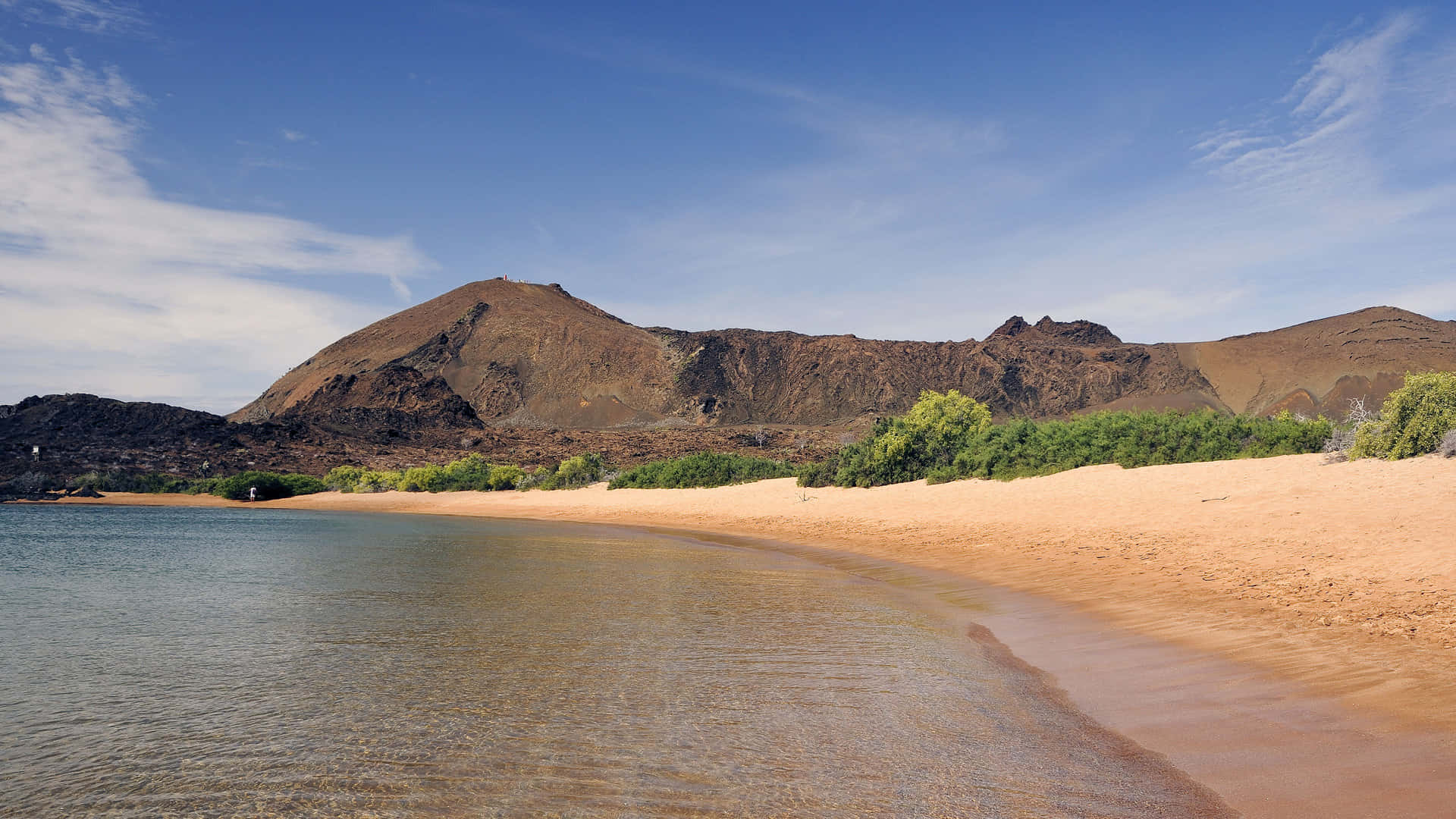 Galapagos Beach, volcanic landscape, golden sand, Full HD Desktop Wallpaper
