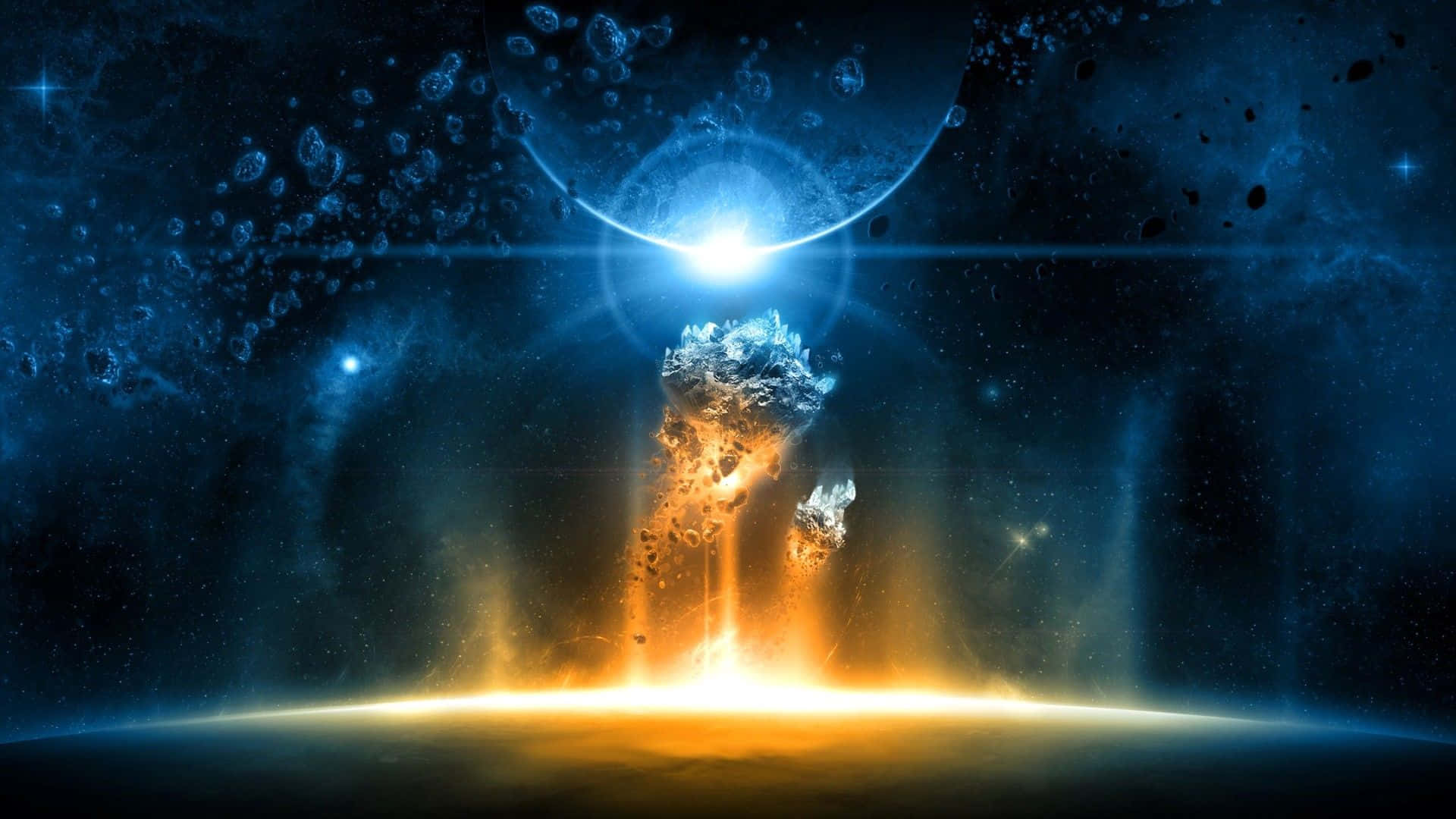 galaxy artwork, cosmic explosion, planet, Full HD Desktop Wallpaper