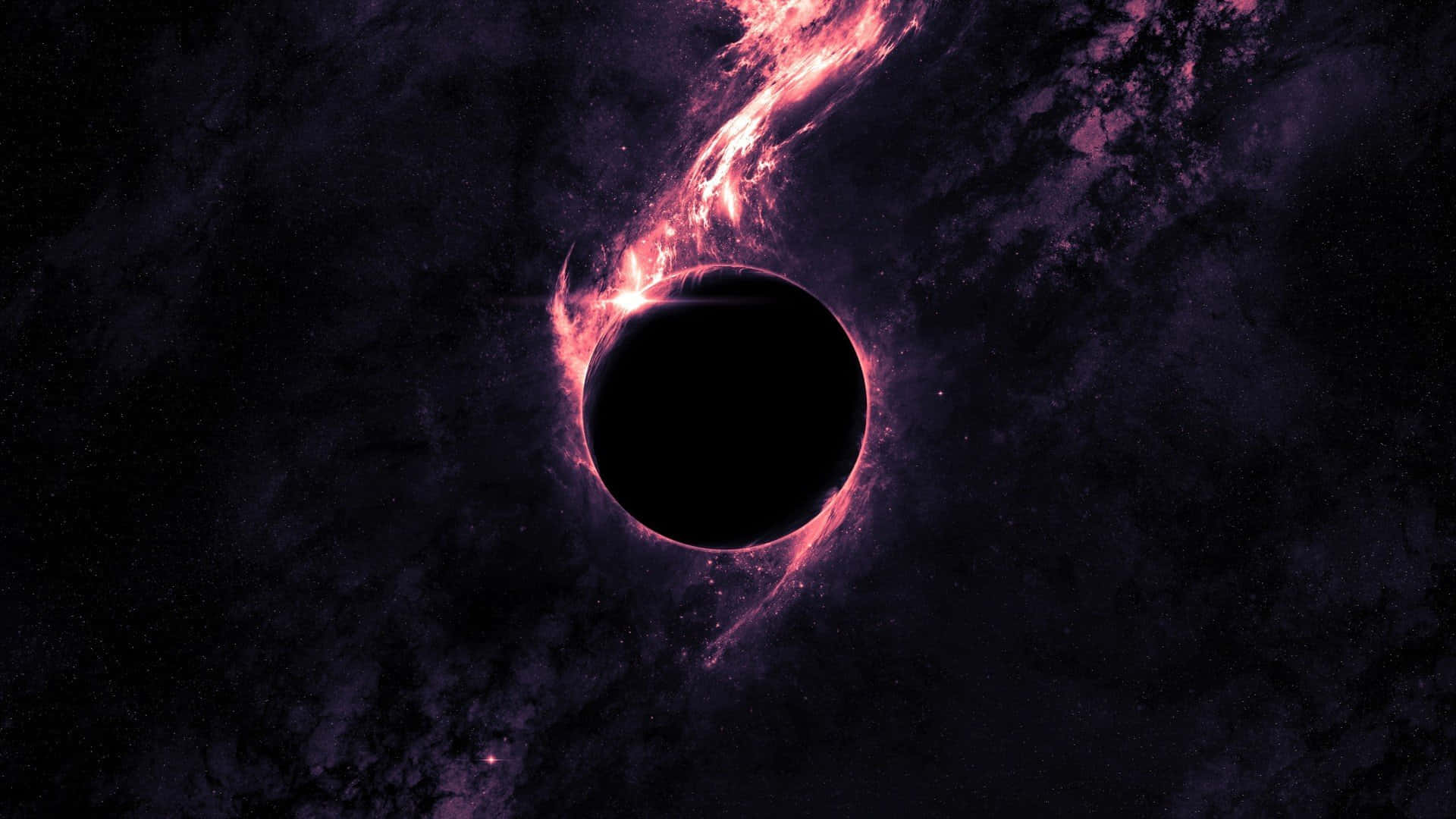galaxy artwork, cosmic black hole, glowing pink accretion disk, Full HD Desktop Wallpaper