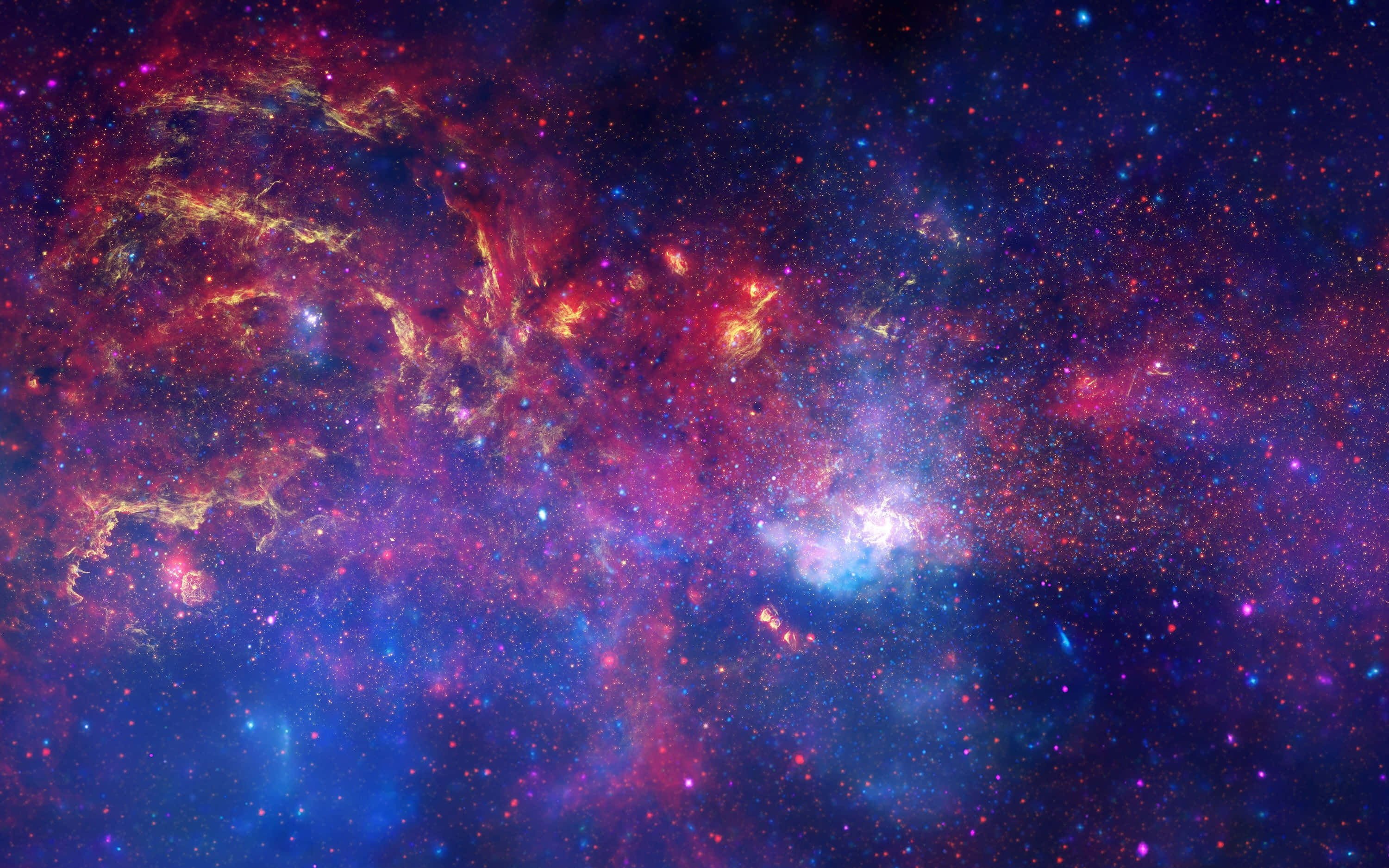 galaxy artwork, vibrant cosmic nebula, fiery reds, 2K Desktop Wallpaper