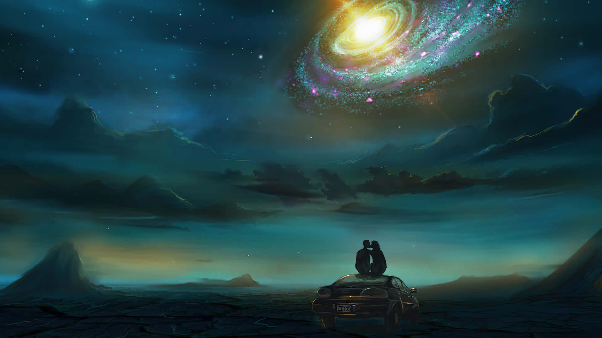 galaxy artwork, spiral galaxy, cosmic sky, Full HD Desktop Wallpaper