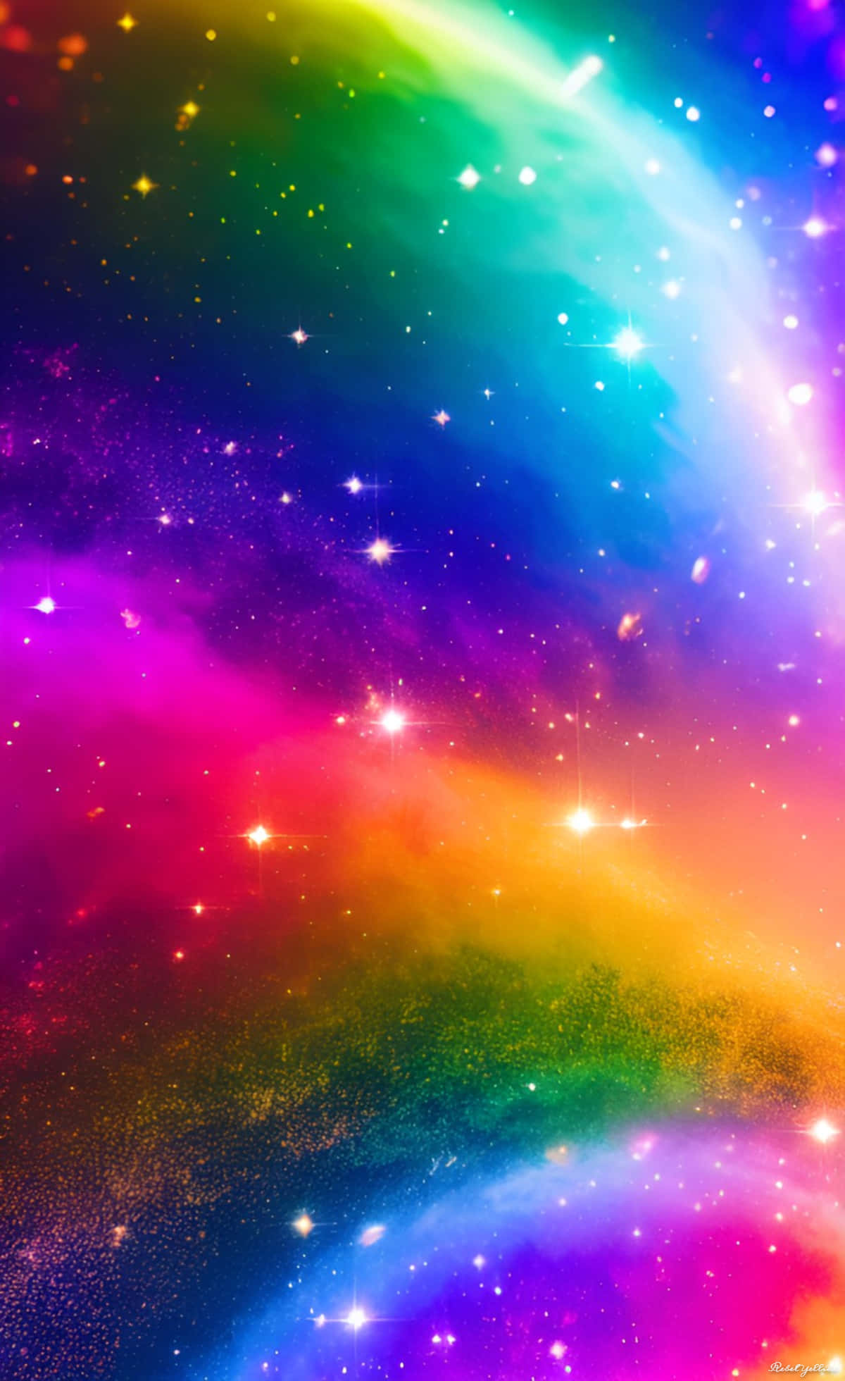 galaxy artwork, cosmic nebula, rainbow hues, Full HD Phone Wallpaper