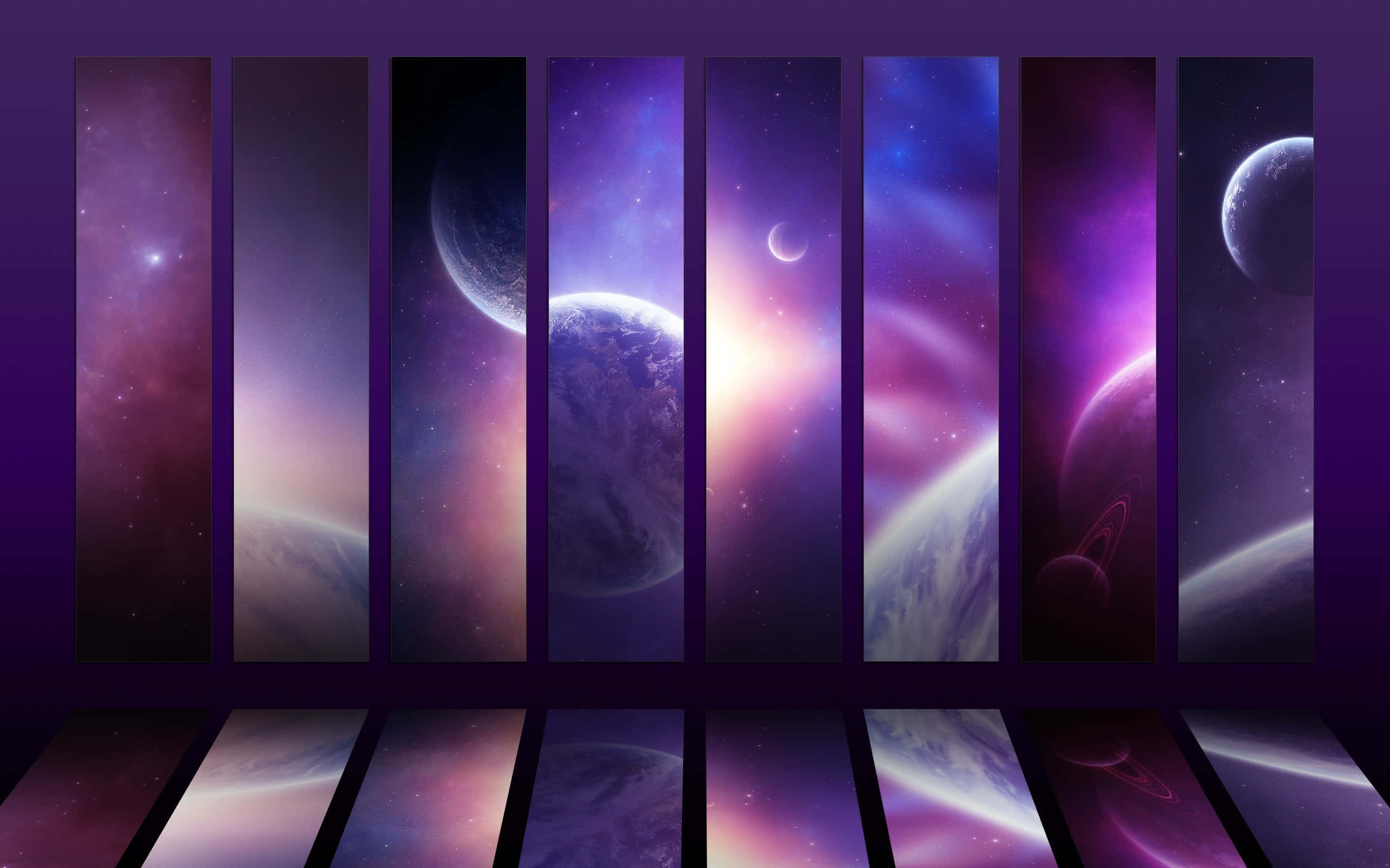 galaxy artwork, purple nebulae, planets, 2K Desktop Wallpaper