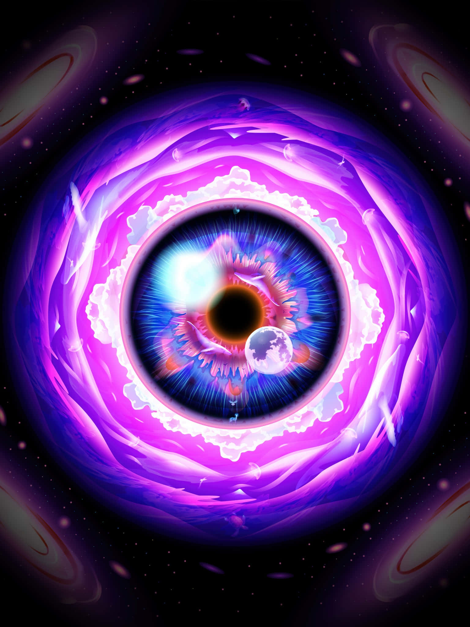Galaxy Artwork, cosmic eye, swirling purple energy, Full HD Phone Wallpaper