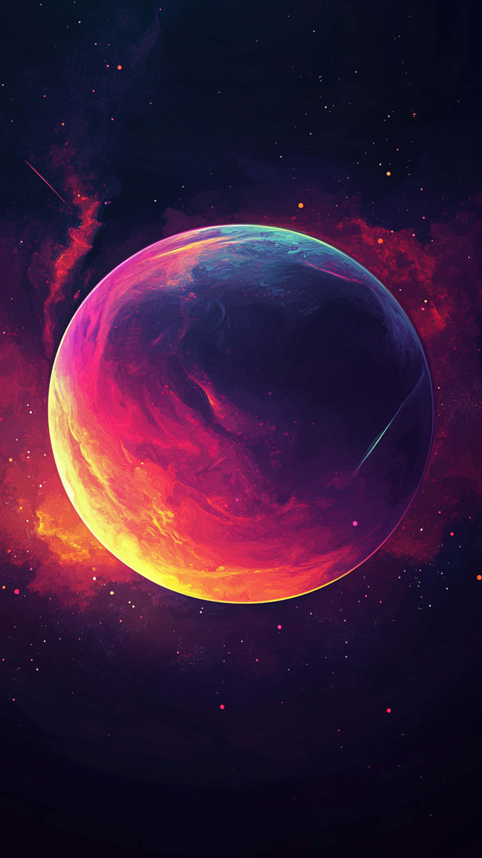 galaxy, swirling red orange and blue hues, starry cosmic backdrop, 2K Phone Wallpaper