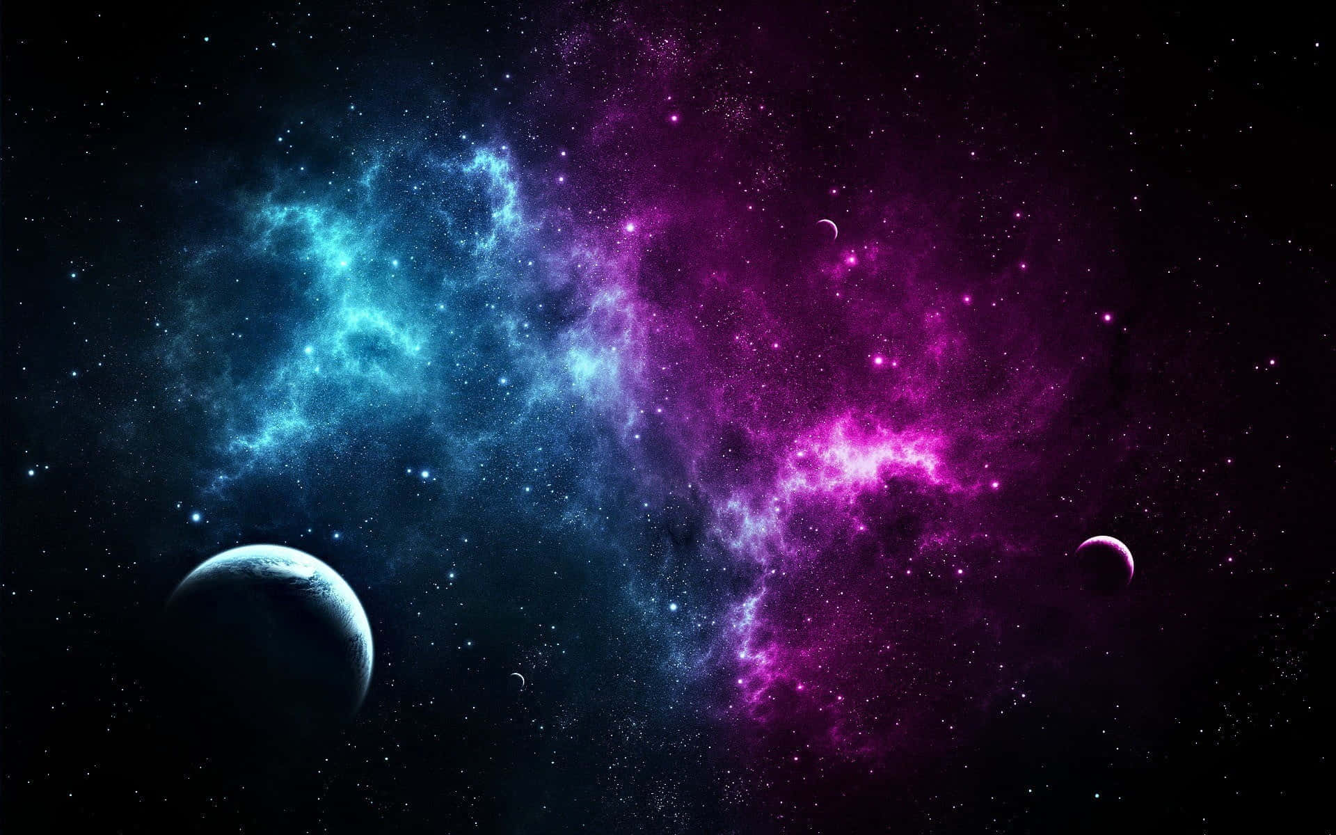 galaxy artwork, electric blue, magenta, Full HD Desktop Wallpaper