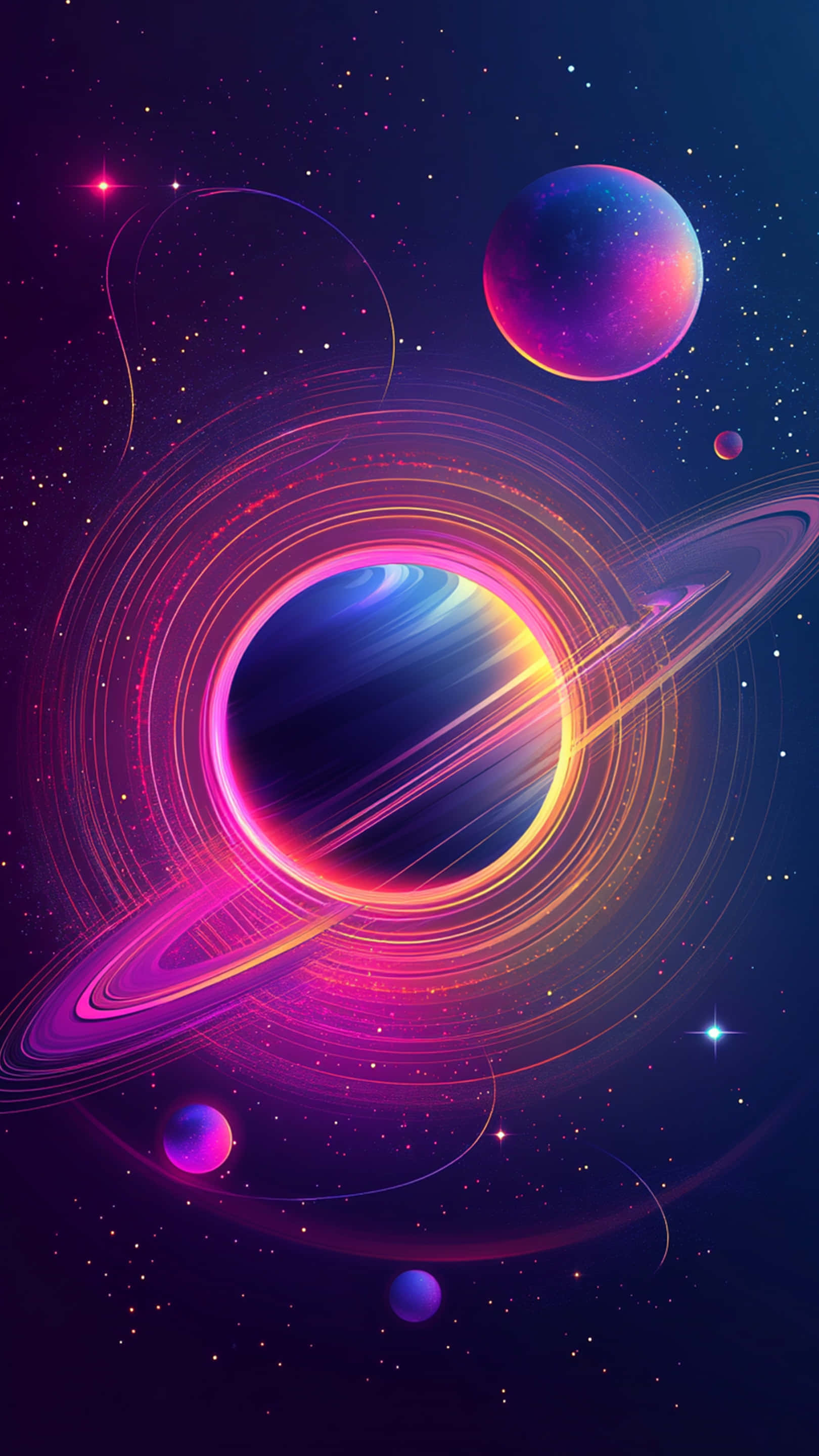 galaxy, blue background, glowing planet, 2K Phone Wallpaper