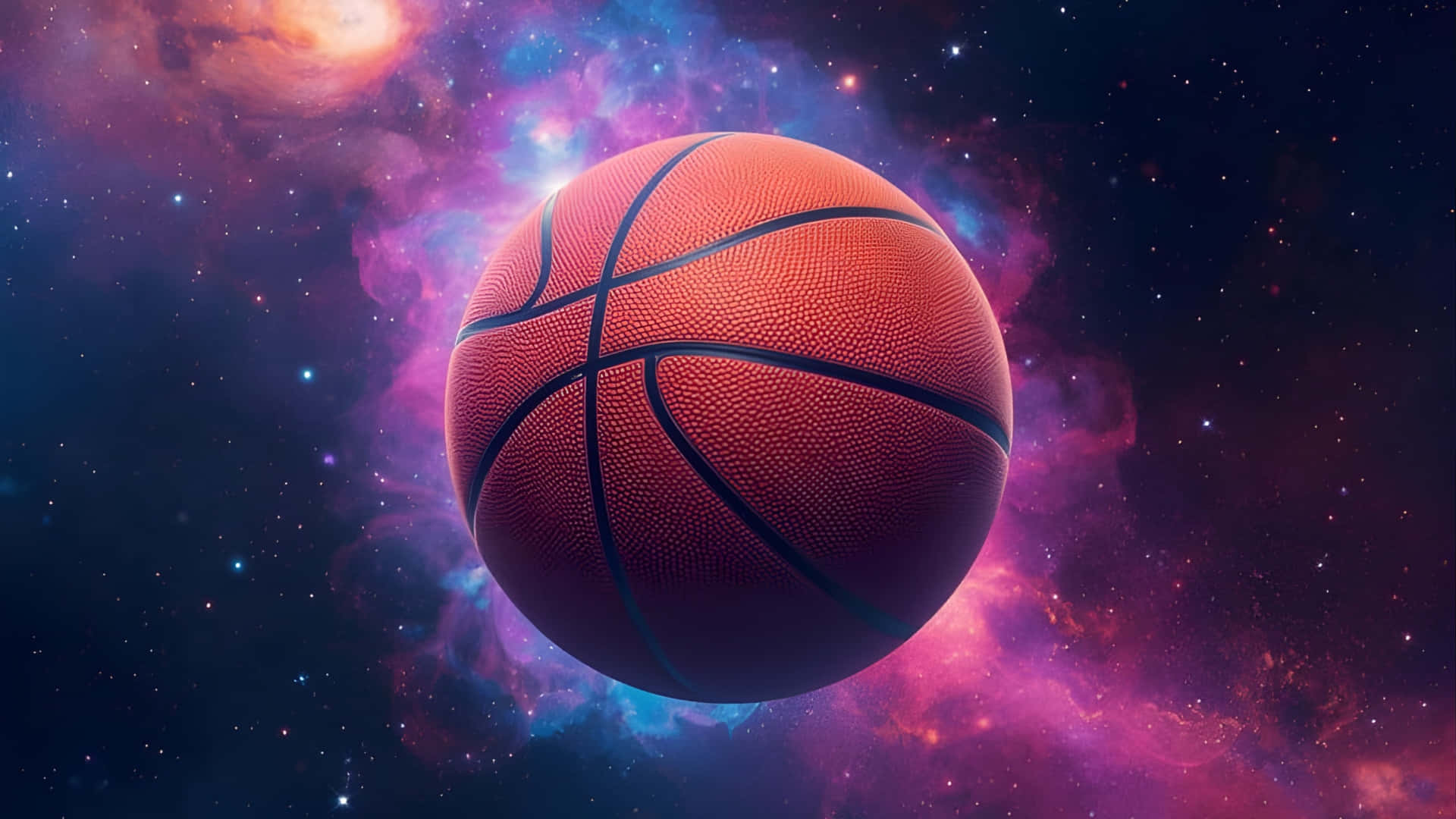 Galaxy Basketball, space, orange basketball, Full HD Desktop Wallpaper