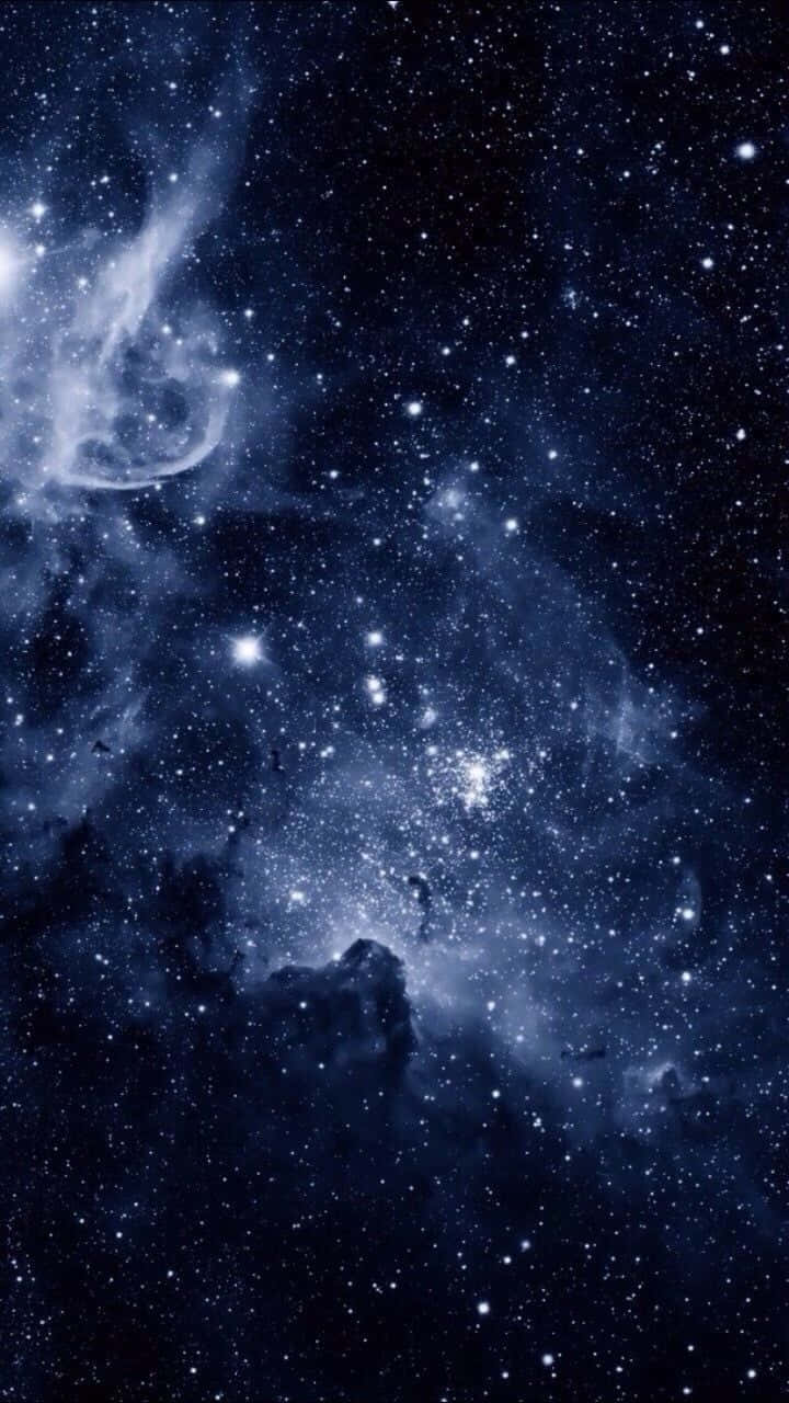 Galaxy Blue Aesthetic, deep blue nebula, glowing stars, HD Phone Wallpaper