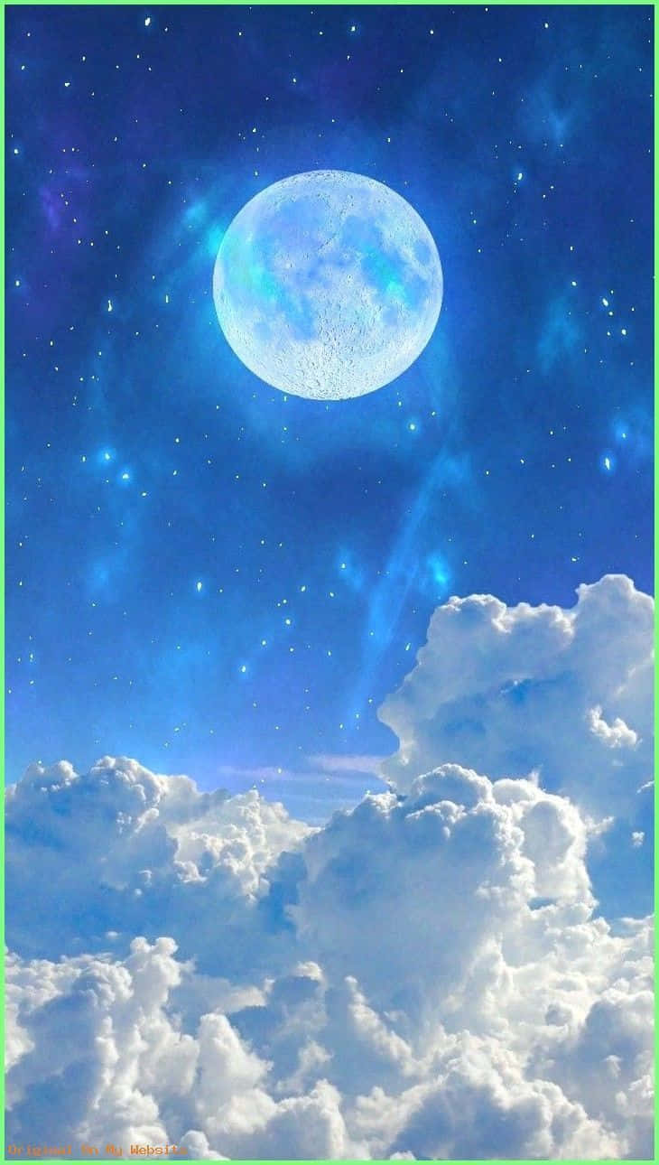 Galaxy Blue Aesthetic, Glowing Moon, vibrant blue starry sky, HD Phone Wallpaper