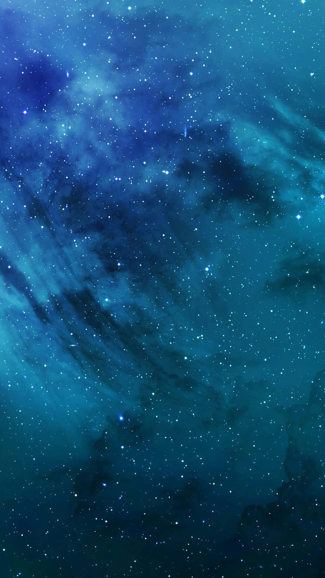 Galaxy Blue Aesthetic, deep blue cosmic nebula, glowing stars, Full HD Phone Wallpaper