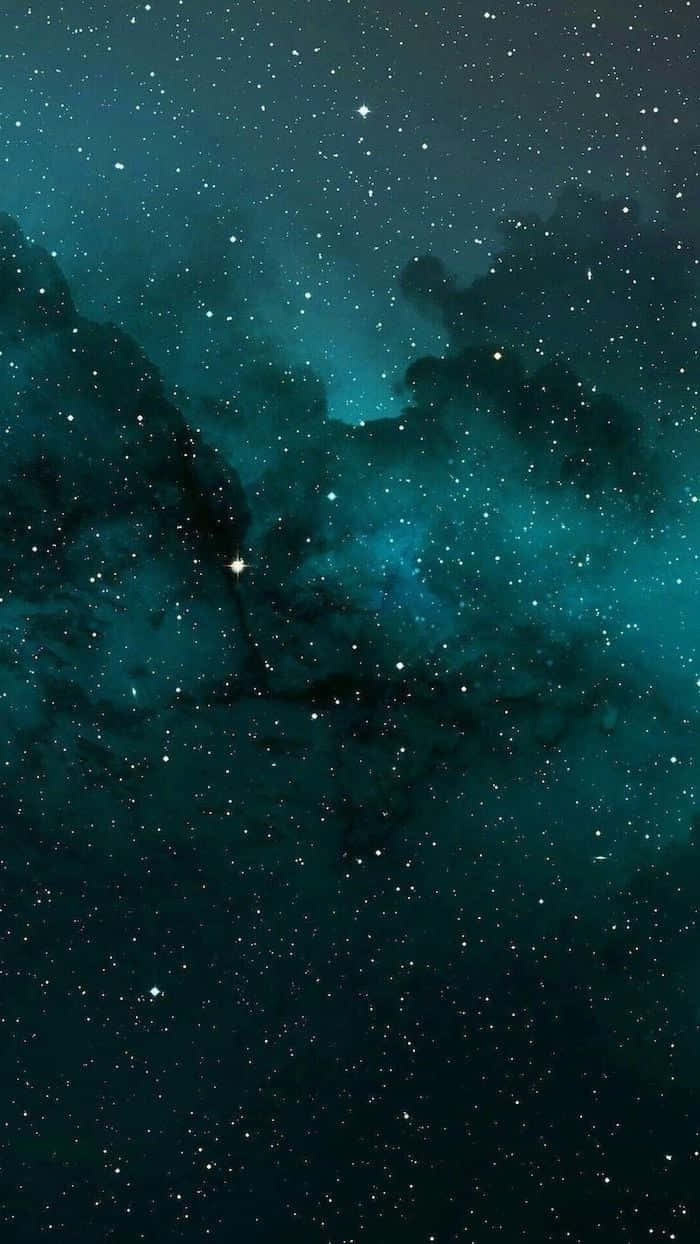 Galaxy Blue Aesthetic, teal nebula, glowing stars, SD Phone Wallpaper