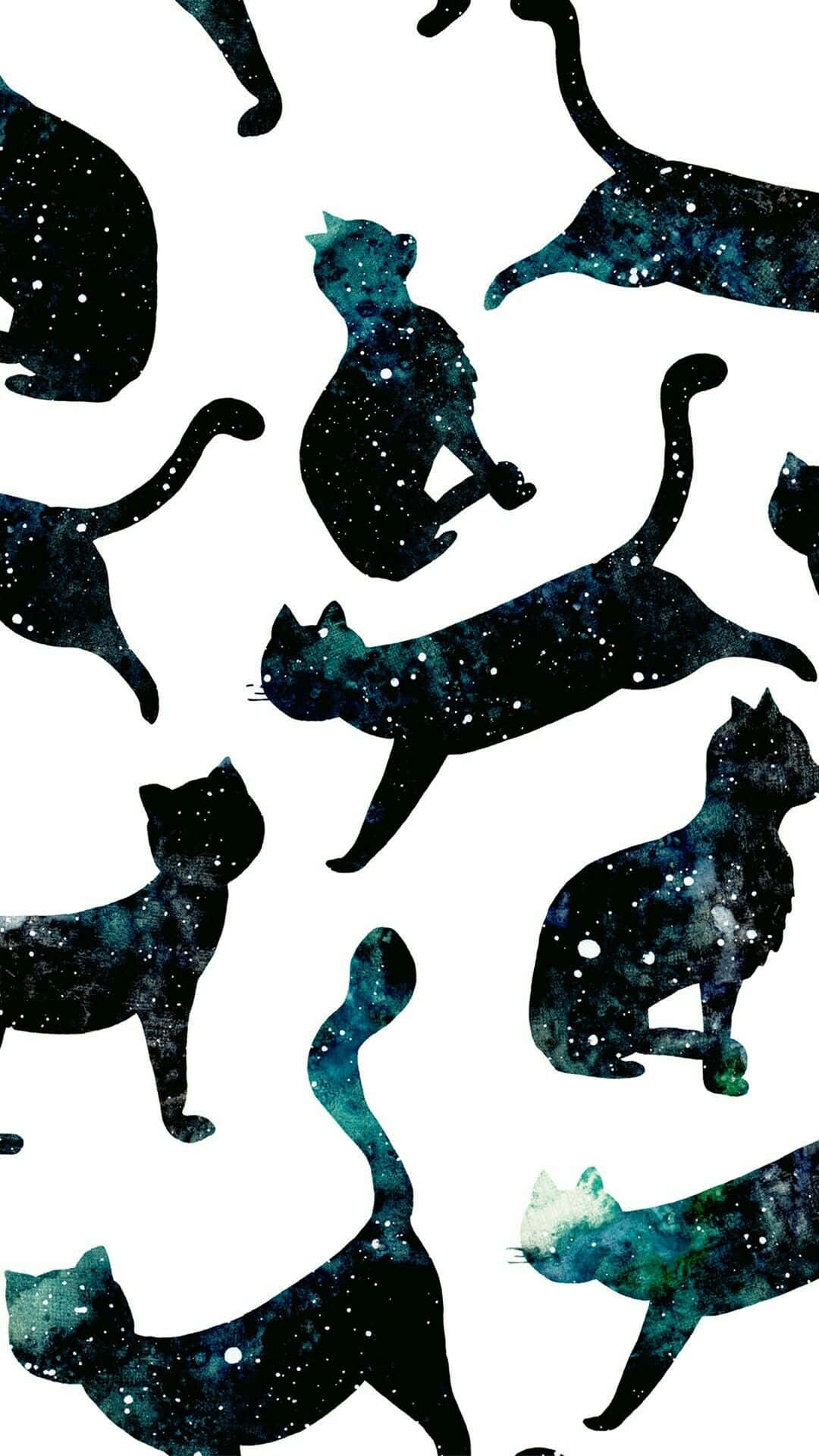 Galaxy Cat, swirling galaxies, stars, Full HD Phone Wallpaper