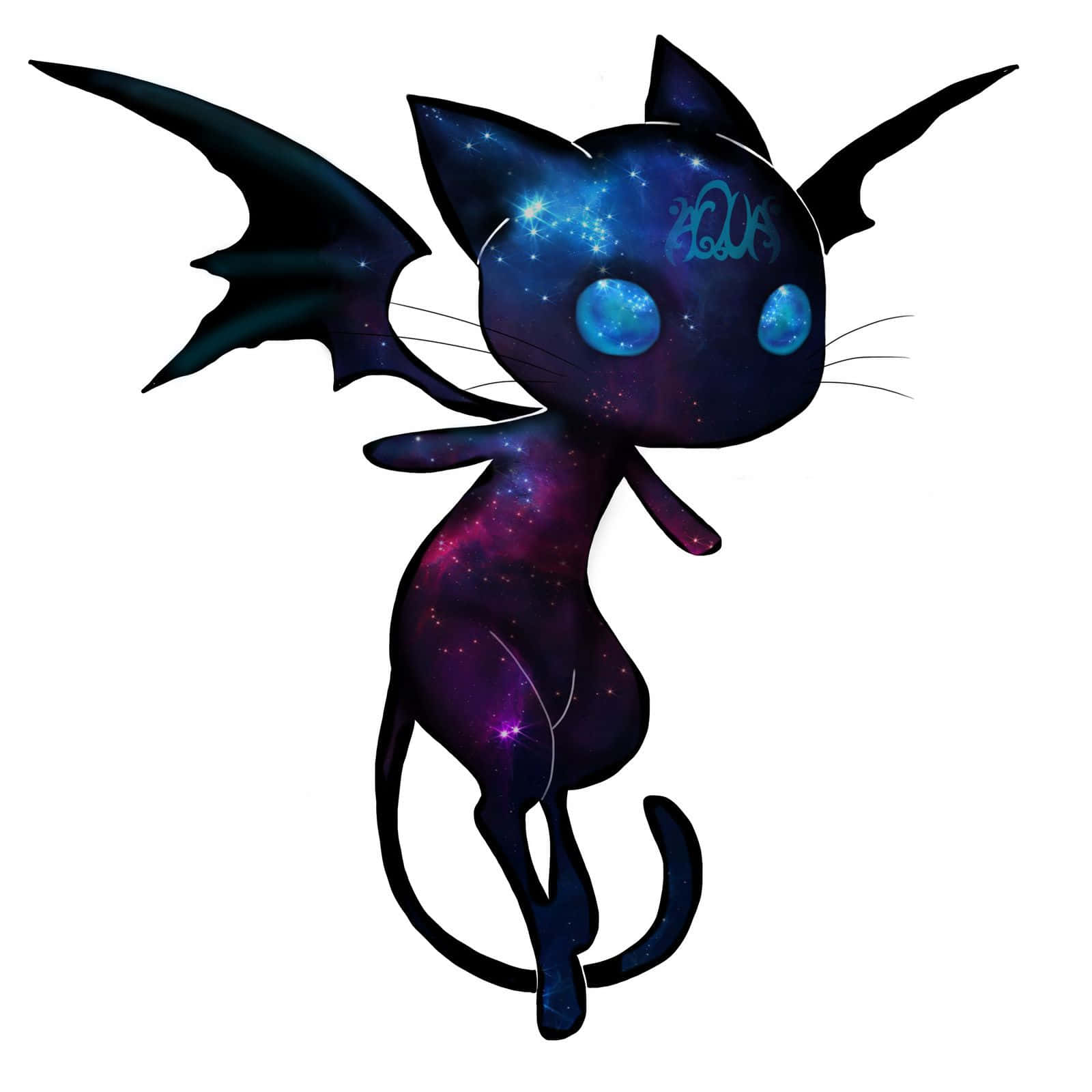 Galaxy Cat, bat wings, galaxy patterned fur, HD Desktop Wallpaper