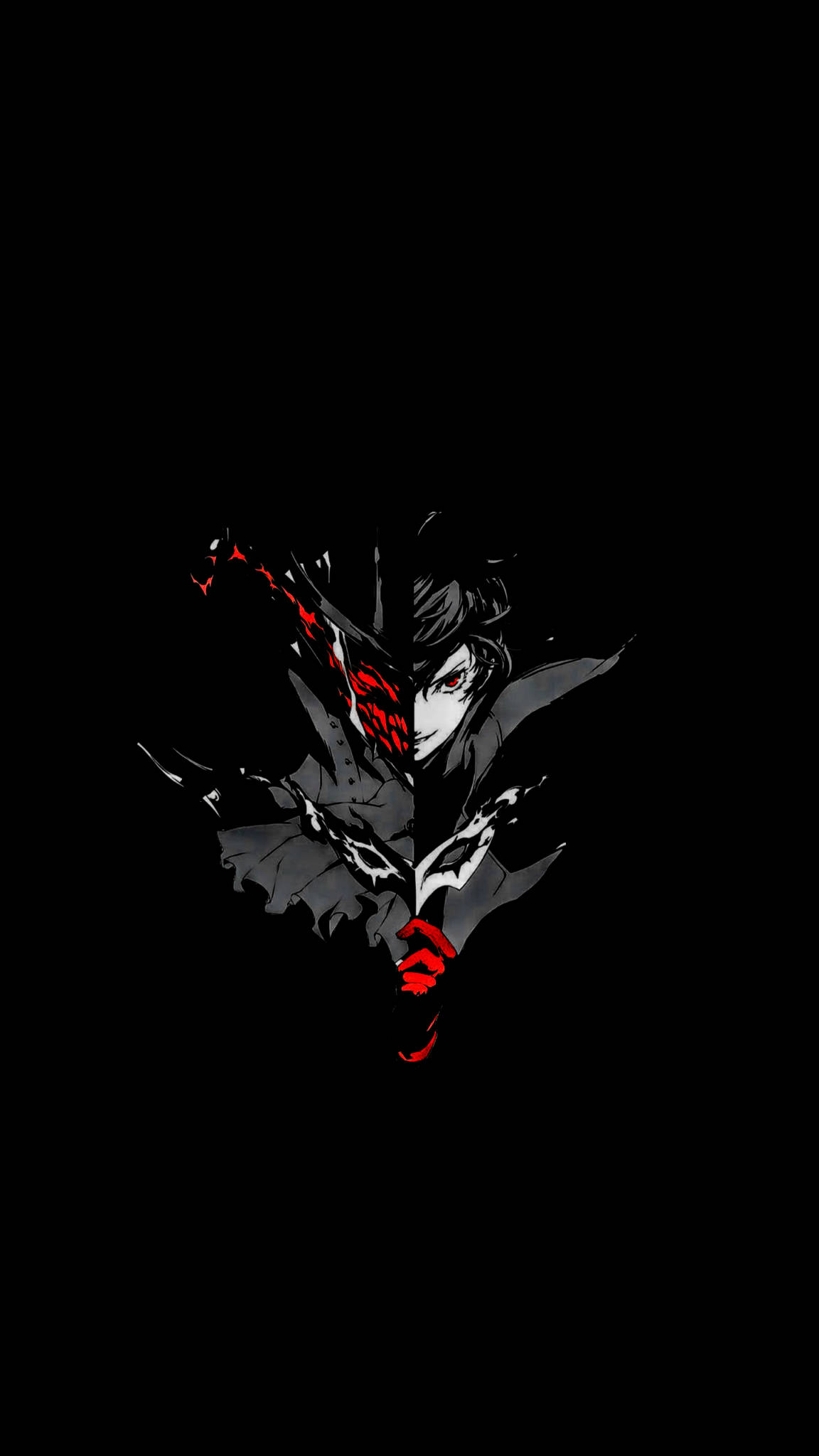 vibrant galaxy illustration, dark anime character, red eyes, Full HD Phone Wallpaper