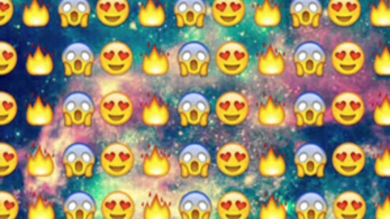 heart eyes emoji, fire emoji, vibrant cosmic galaxy background, HD Desktop Wallpaper