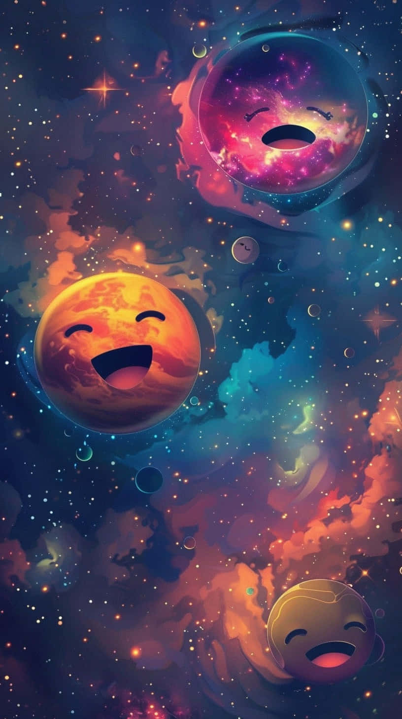 Cosmic Emojis, stars, cosmic nebula, HD Phone Wallpaper