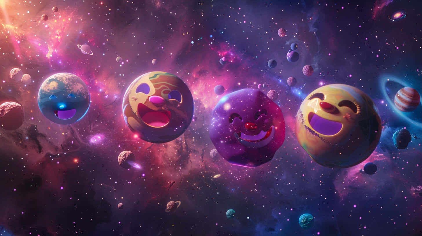 Cosmic Emojis, stars, cosmic nebula, HD Desktop Wallpaper