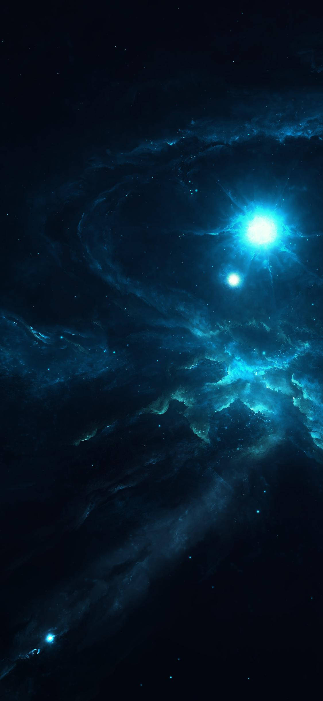 Bright Blue Moon Galaxy iPhone, cosmic nebula, deep blues, Full HD Phone Wallpaper