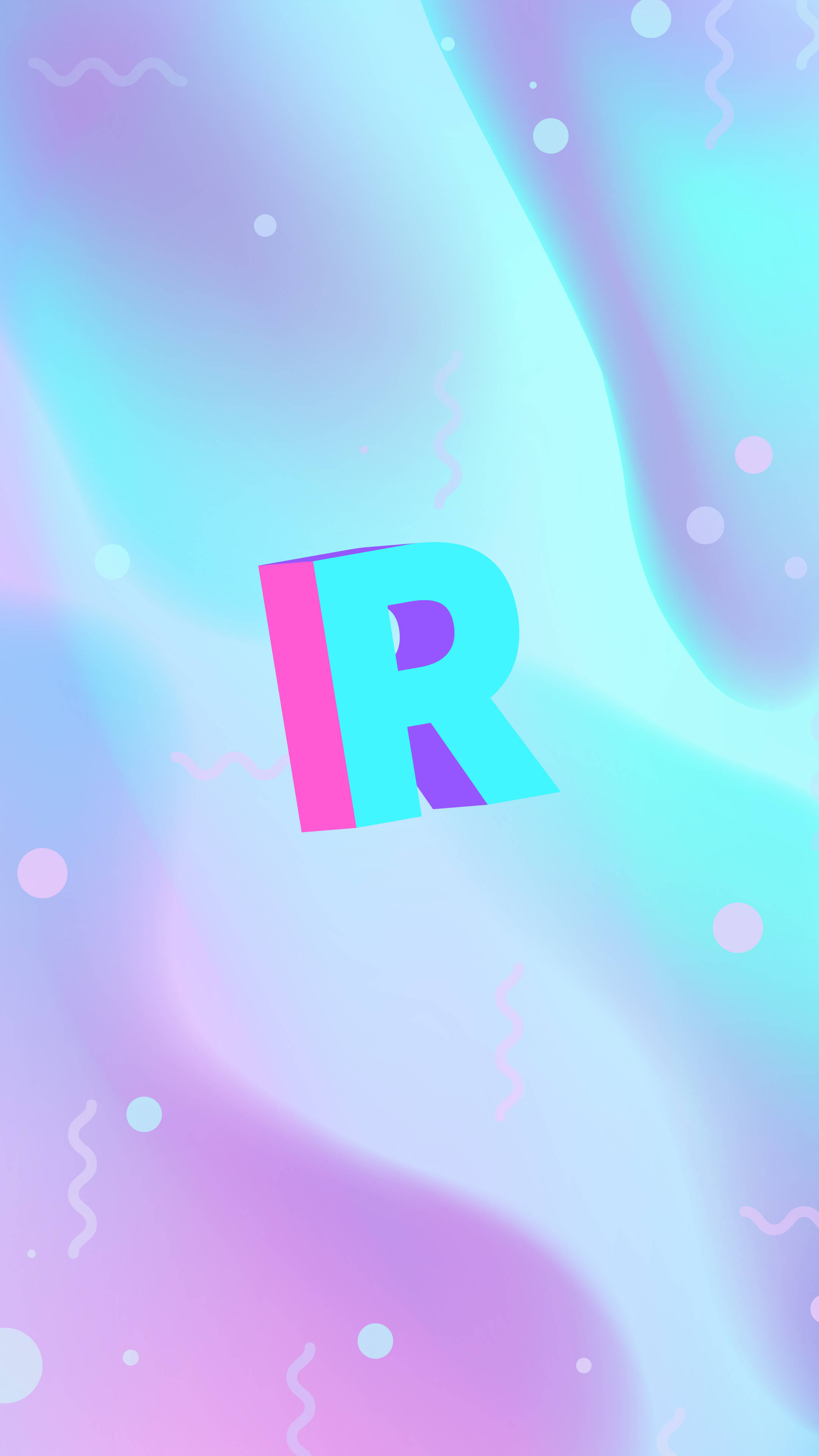 Galaxy R, neon letter R, pastel blues, 4K Phone Wallpaper