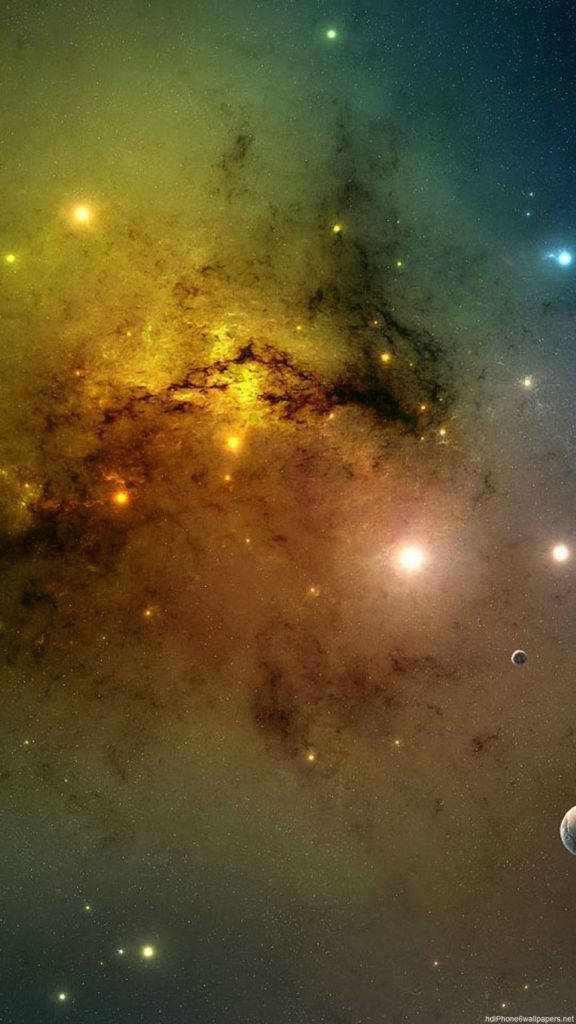 Galaxy iPhone, yellow galactic sky, golden orange, SD Phone Wallpaper