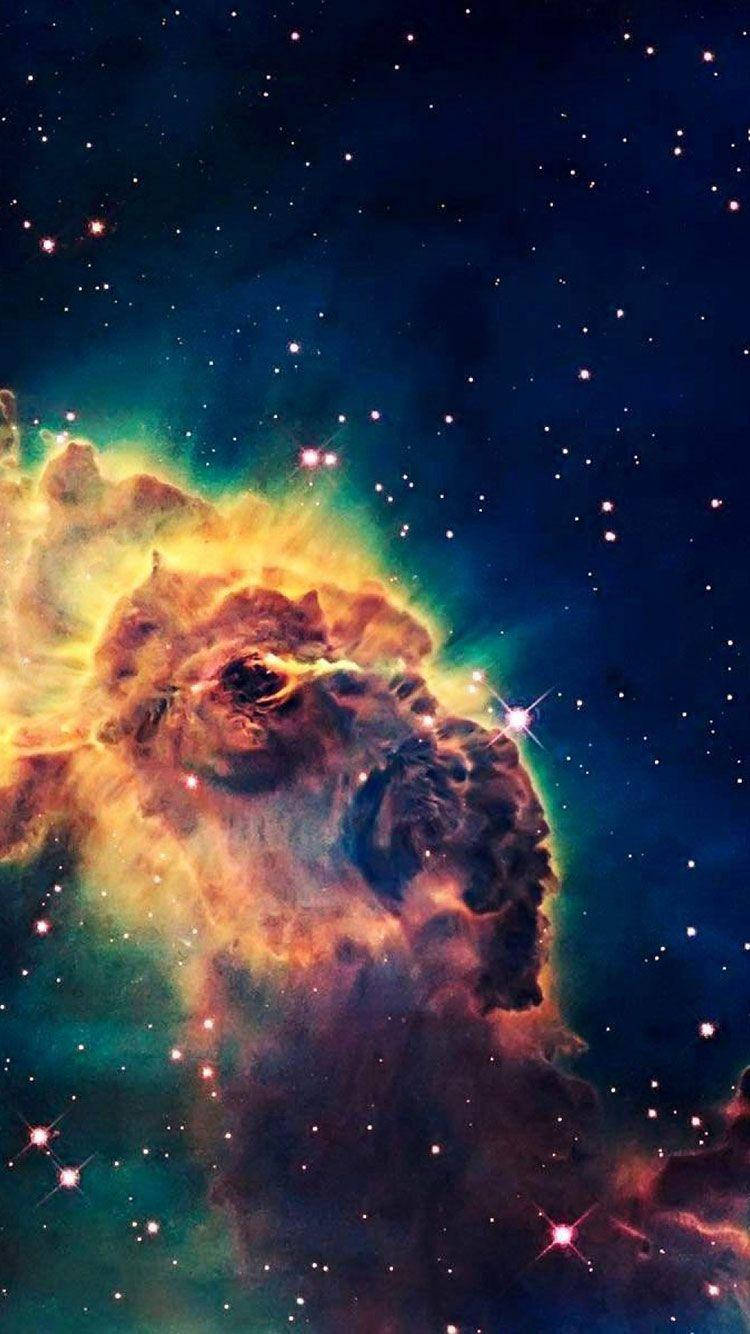 Orange Cloud Galaxy iPhone, fiery orange, teal, HD Phone Wallpaper