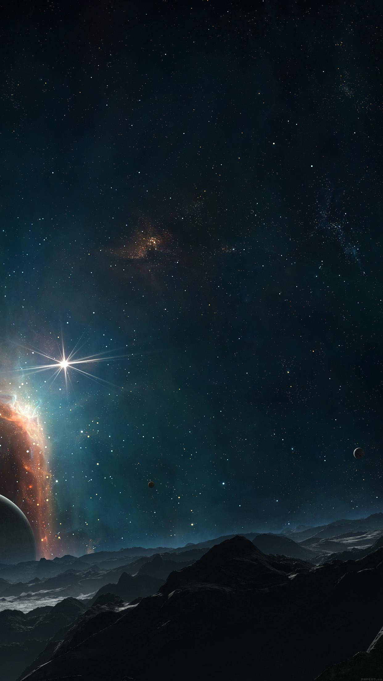 Bright Star Galaxy iPhone, starburst galaxy, glowing nebulae, Full HD Phone Wallpaper