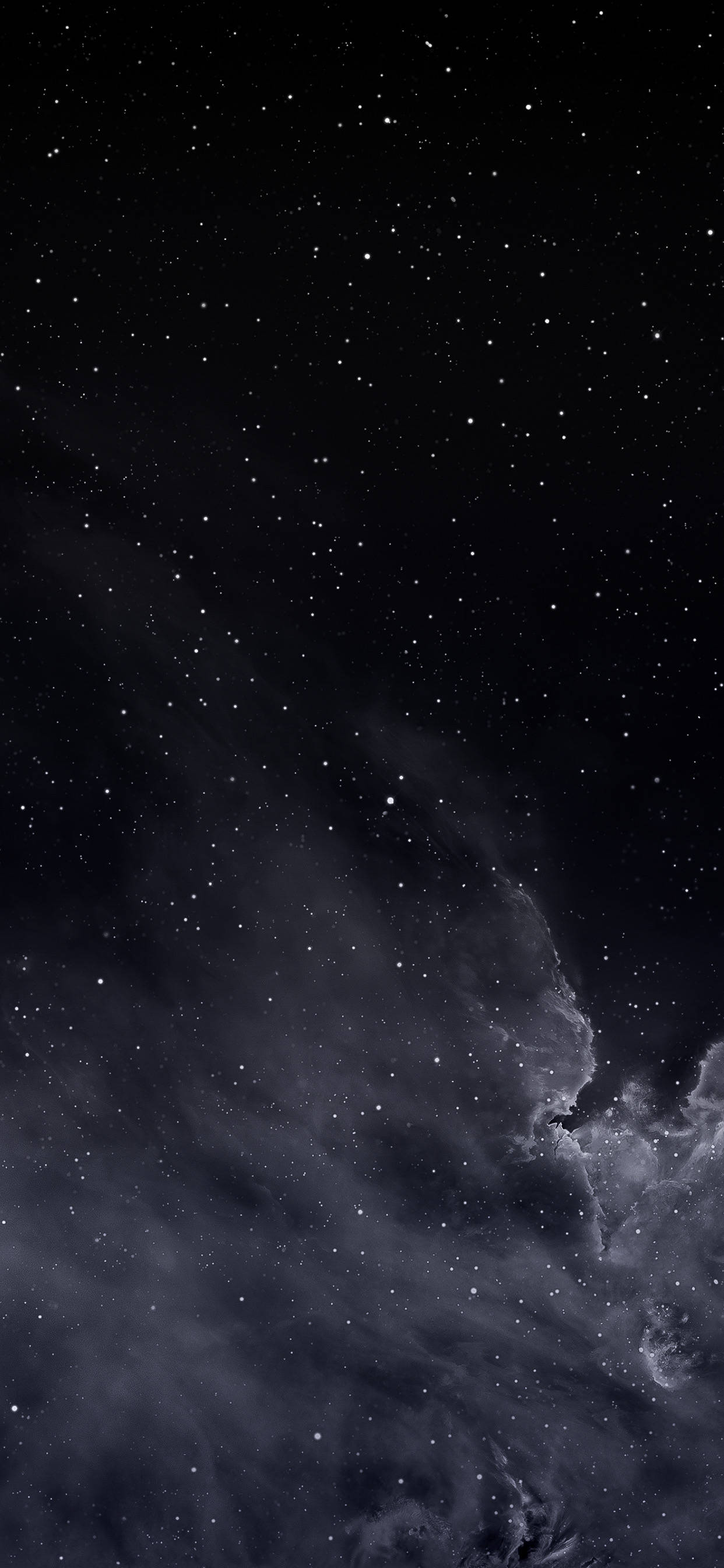 Plain Black iPhone Galaxy, cosmic scene, twinkling stars, 2K Phone Wallpaper