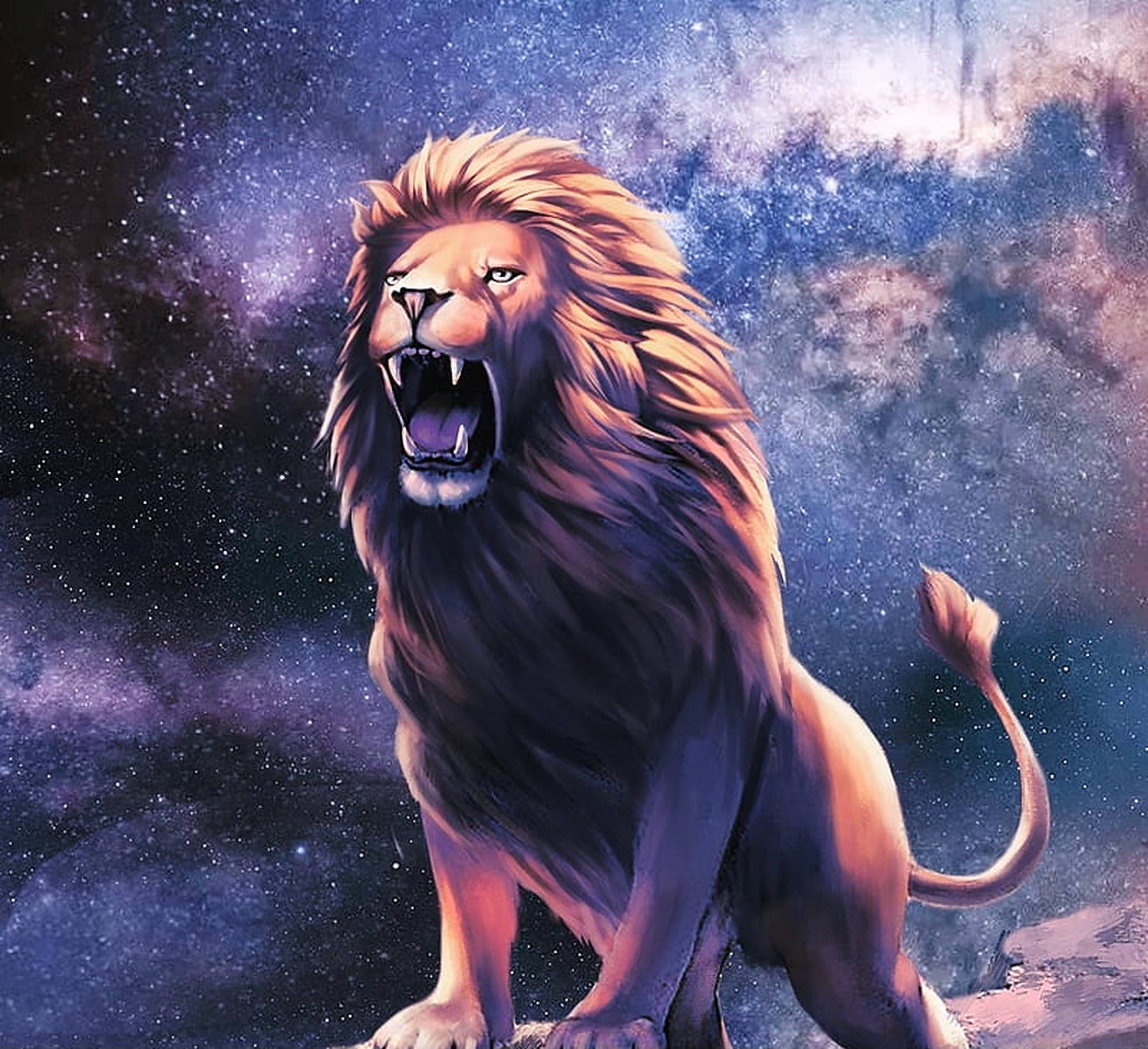 Galaxy Lion, cosmic backdrop, stars, Full HD Desktop Wallpaper