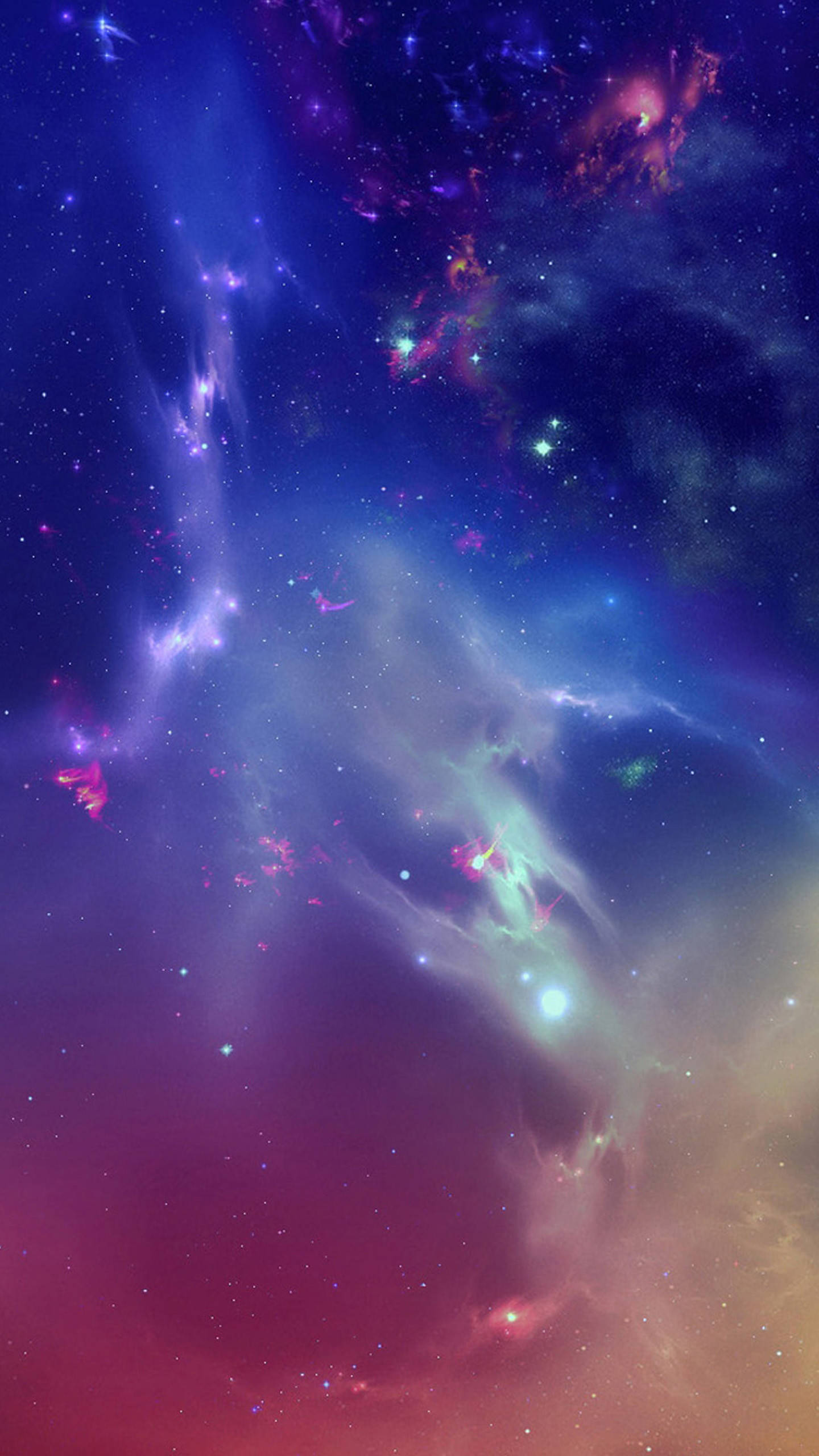 Galaxy Live, cosmic nebulae, deep blues, 2K Phone Wallpaper